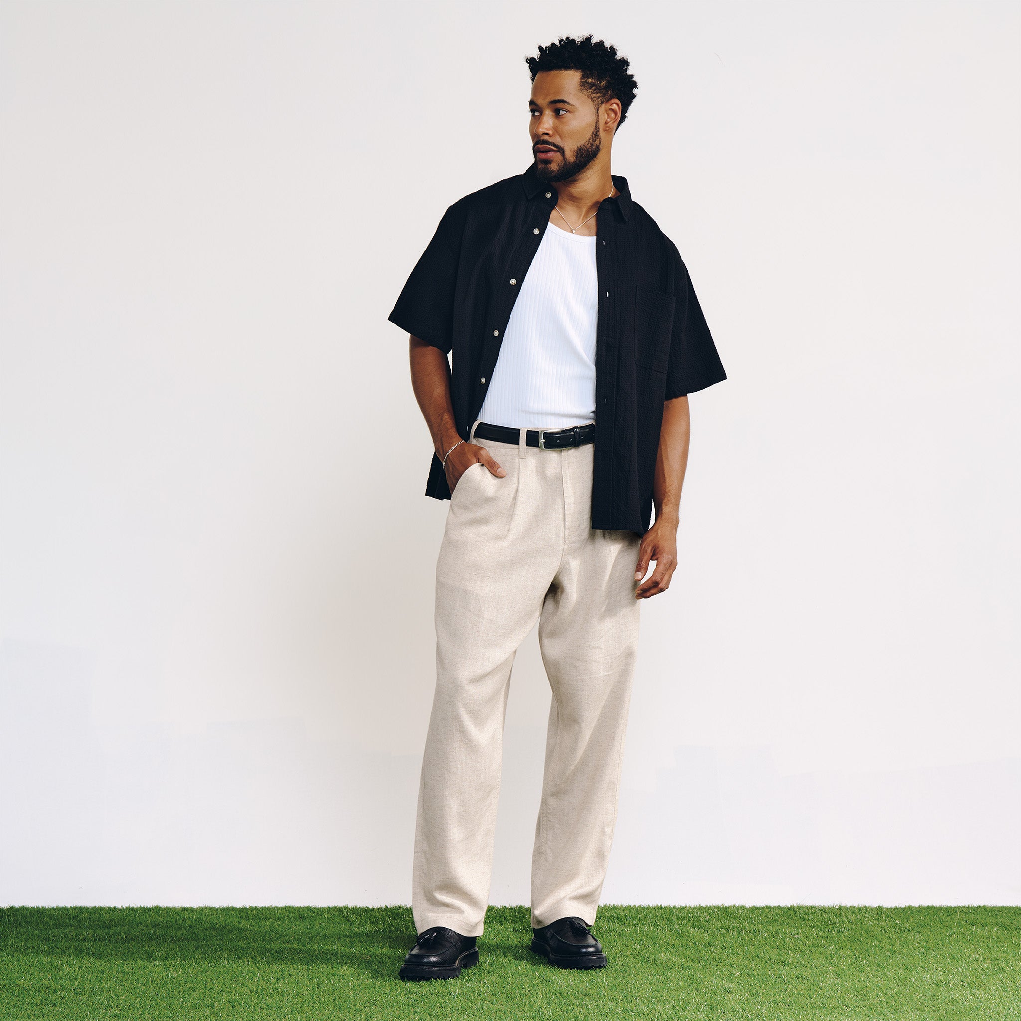 Linen Seersucker Button Up Black – Jiberish
