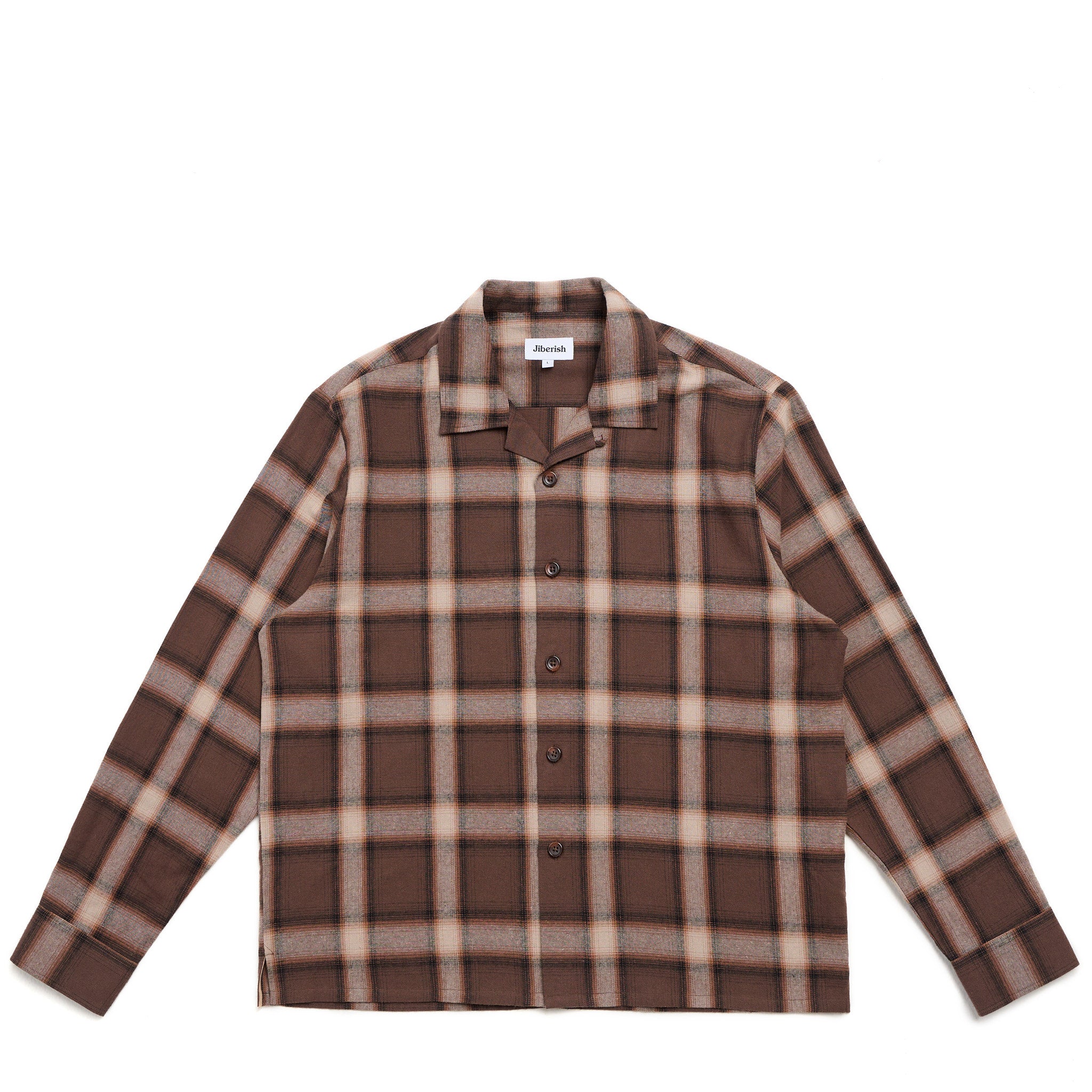 Cropped Open Collar Flannel Brown/Tan