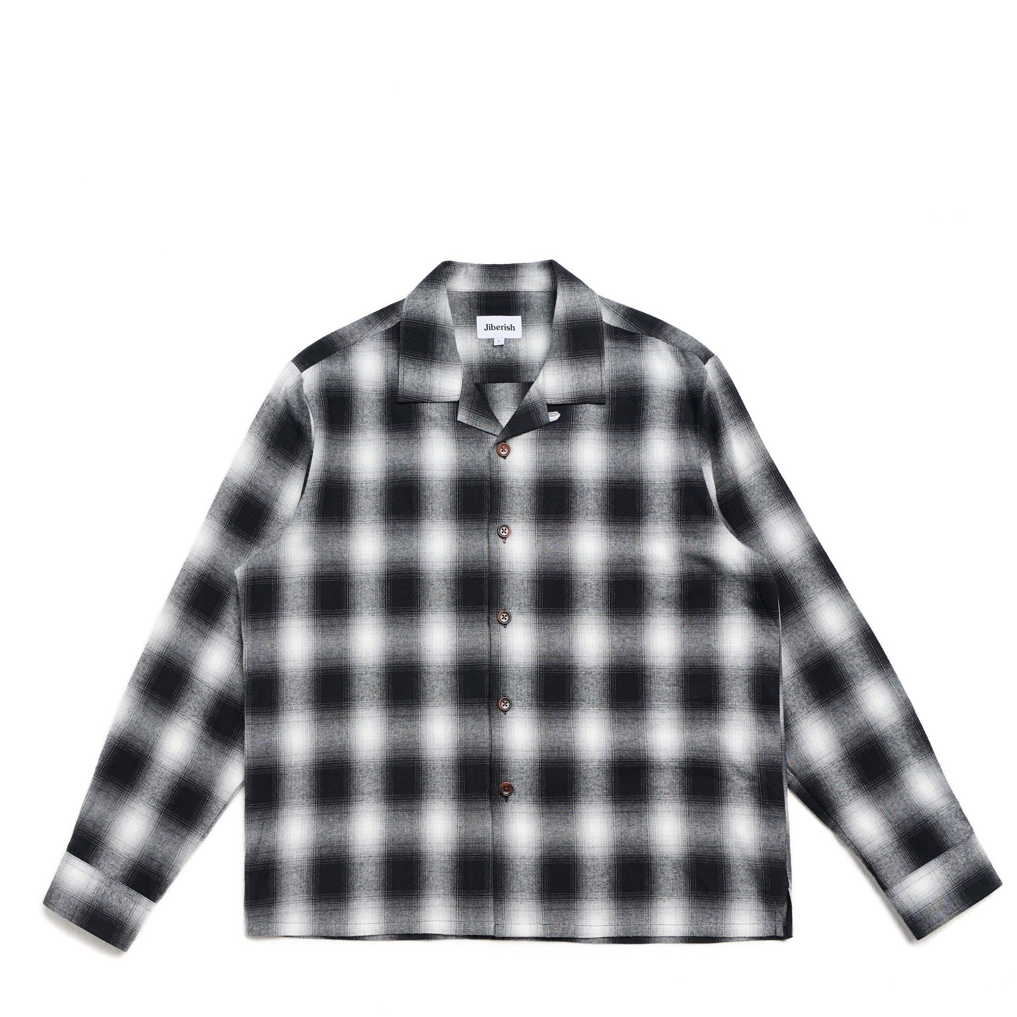 Cropped Open Collar Flannel Black/White