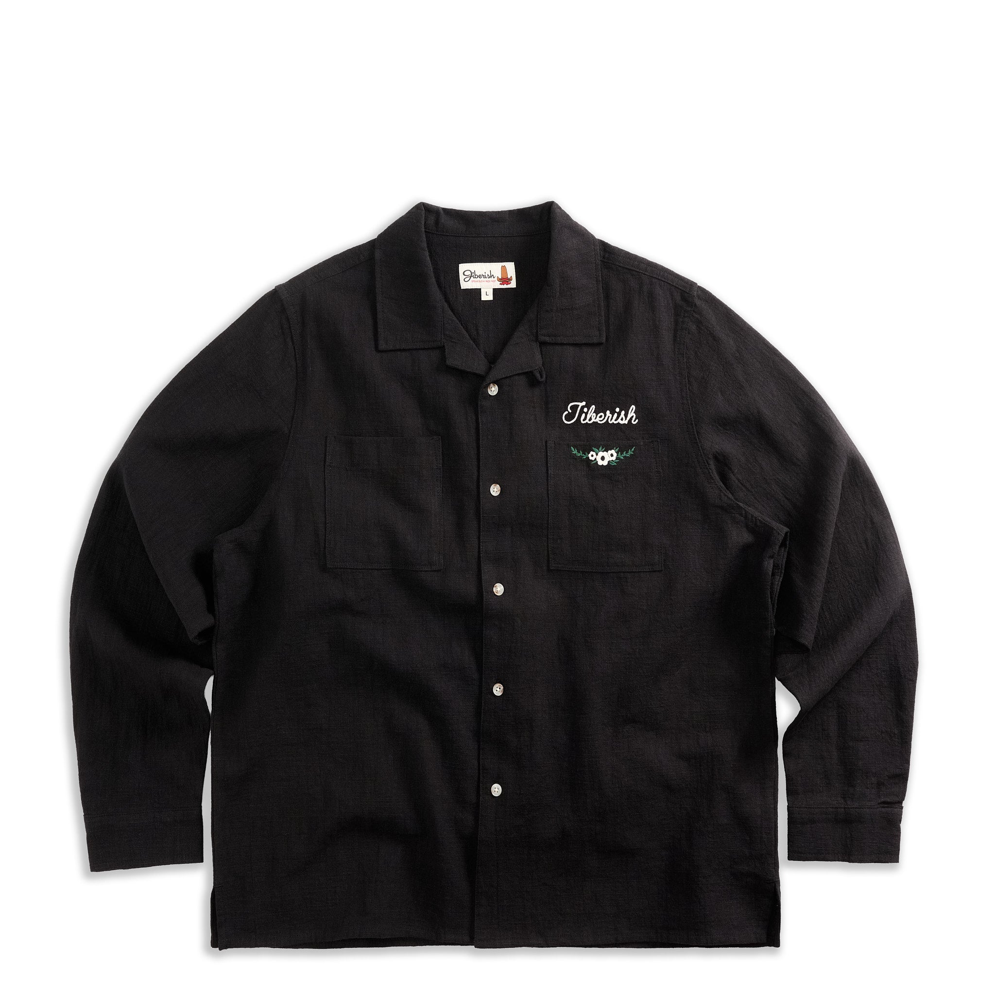 Ramie Camp Collar Shirt Black – Jiberish
