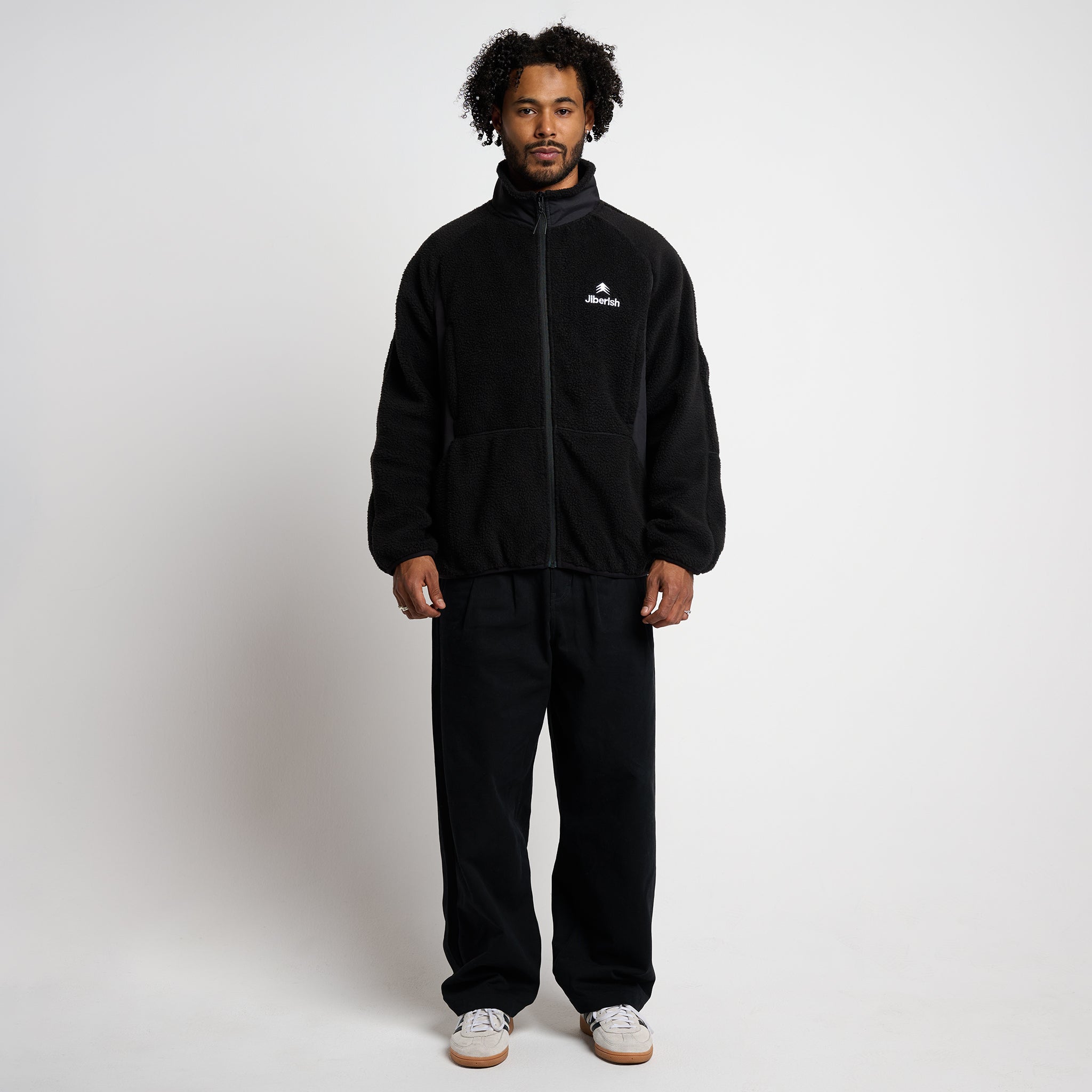 Full Zip Sherpa Fleece Triple Black | Jiberish