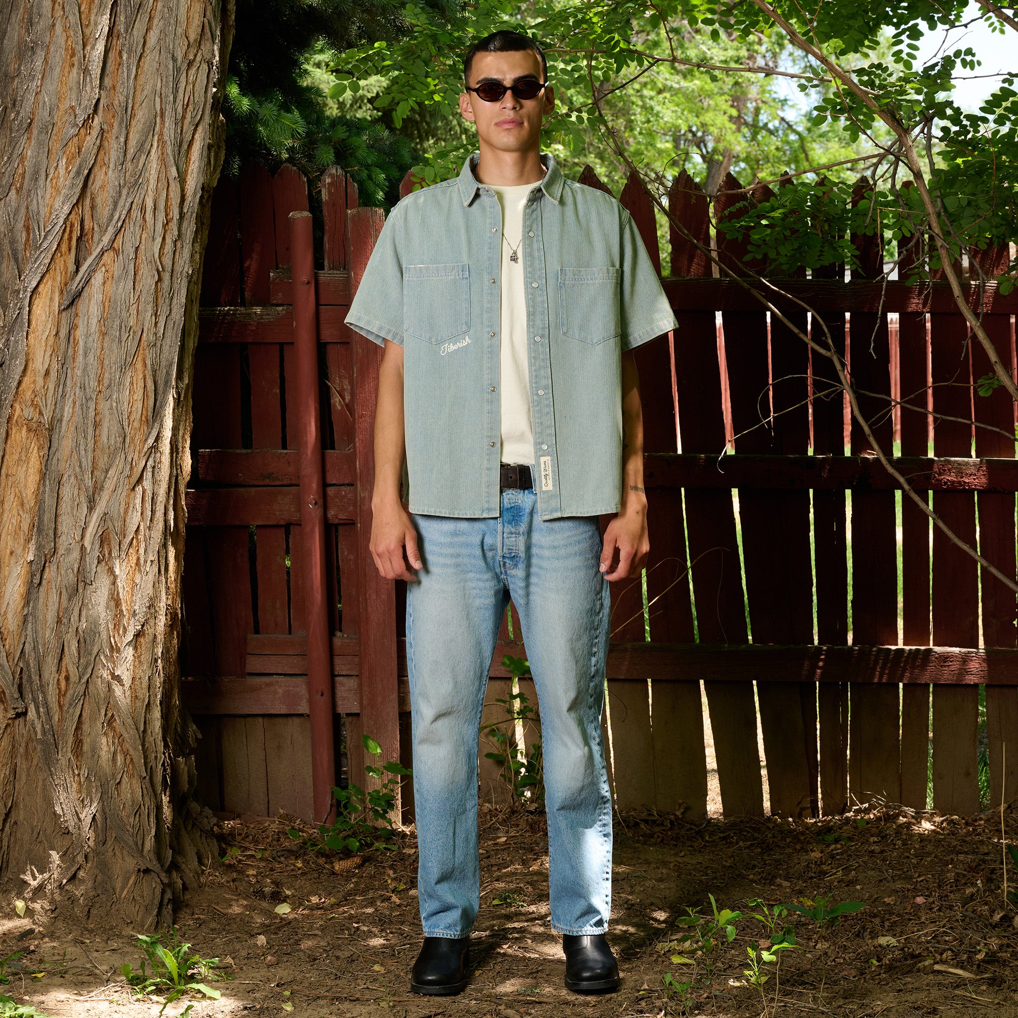 Denim Snap Short Sleeve Light Wash – Jiberish