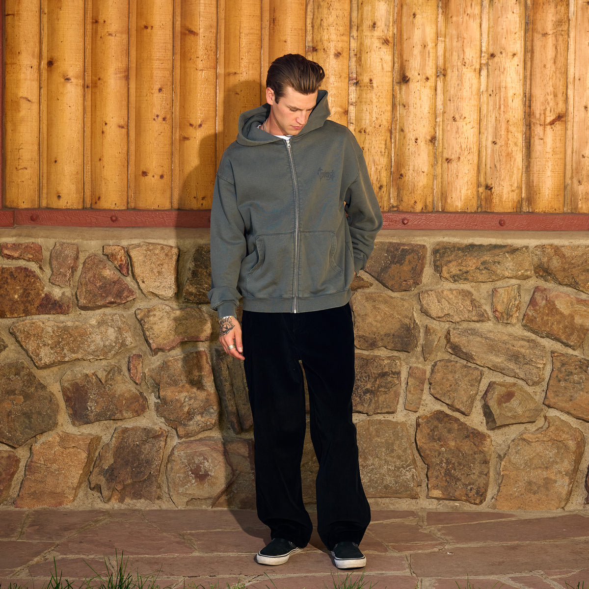 Baggy Fit Corduroy Carpenter Pant Black