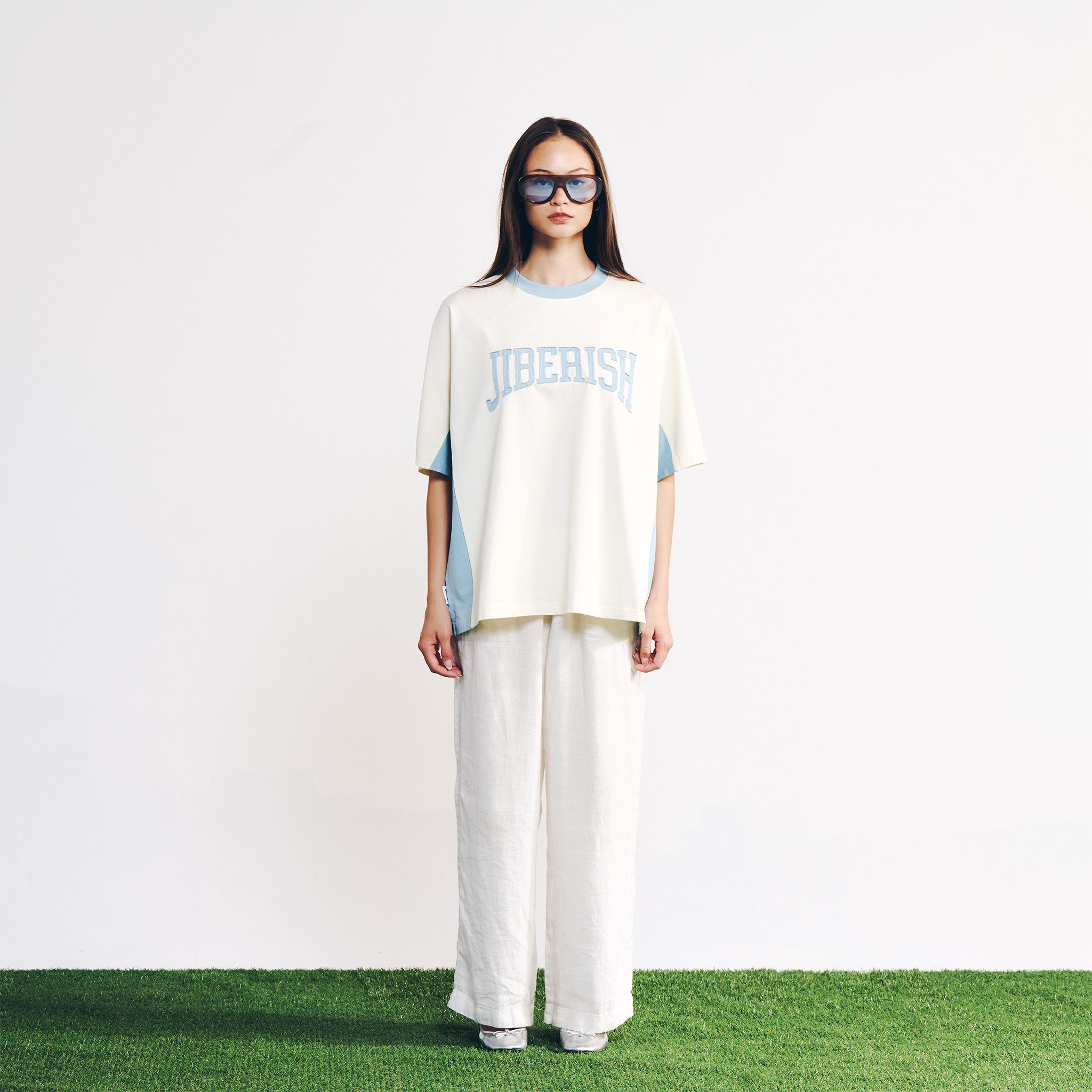 Applique Varsity Tee Powder Blue