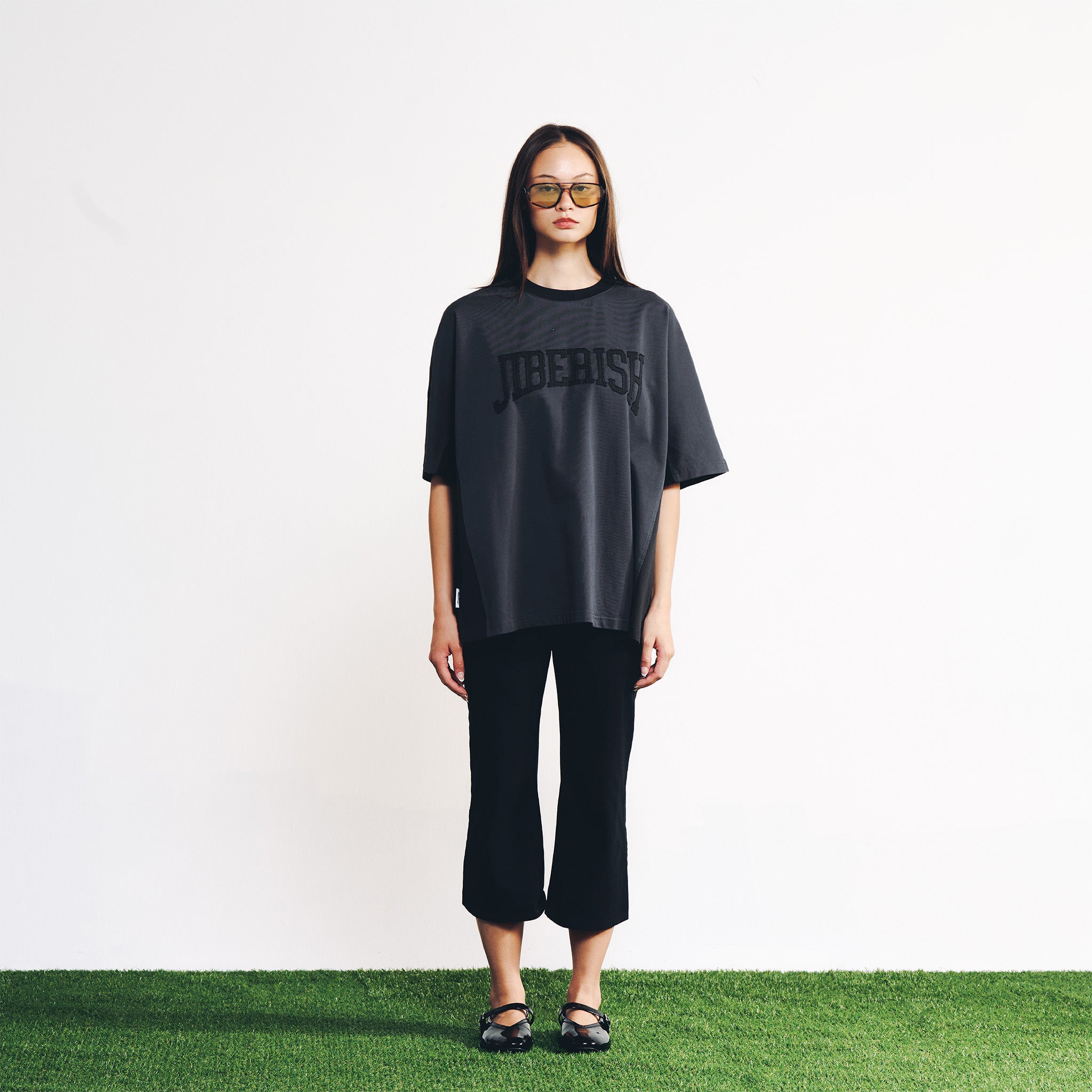 Applique Varsity Tee Black