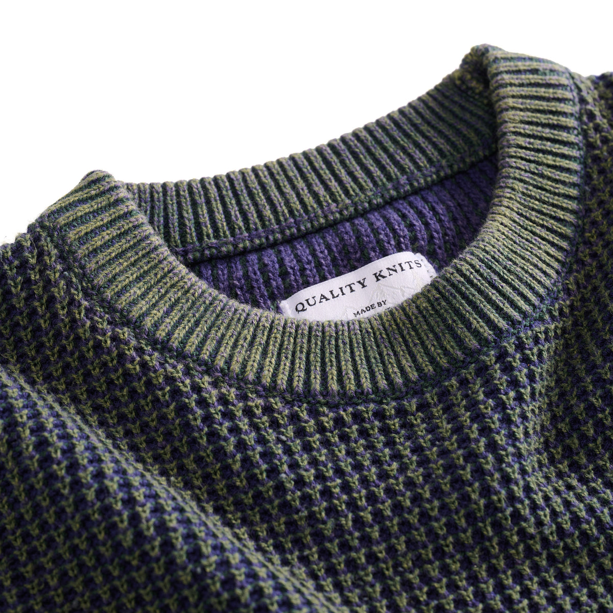Two Toned Knit Crewneck Green/Blue