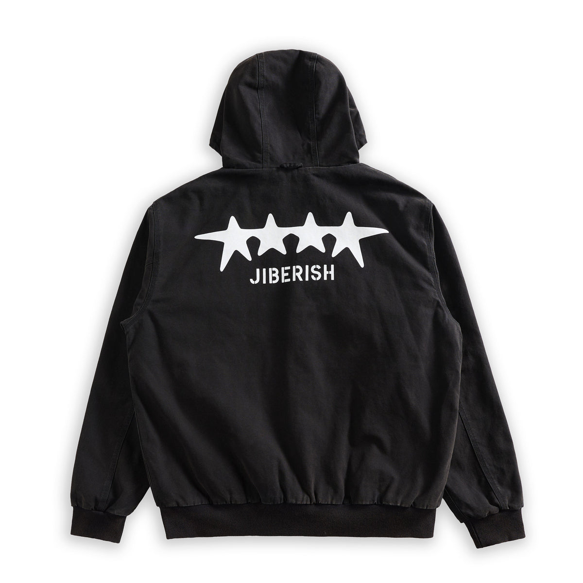 Fleece Lined Hooded Work Jacket Black