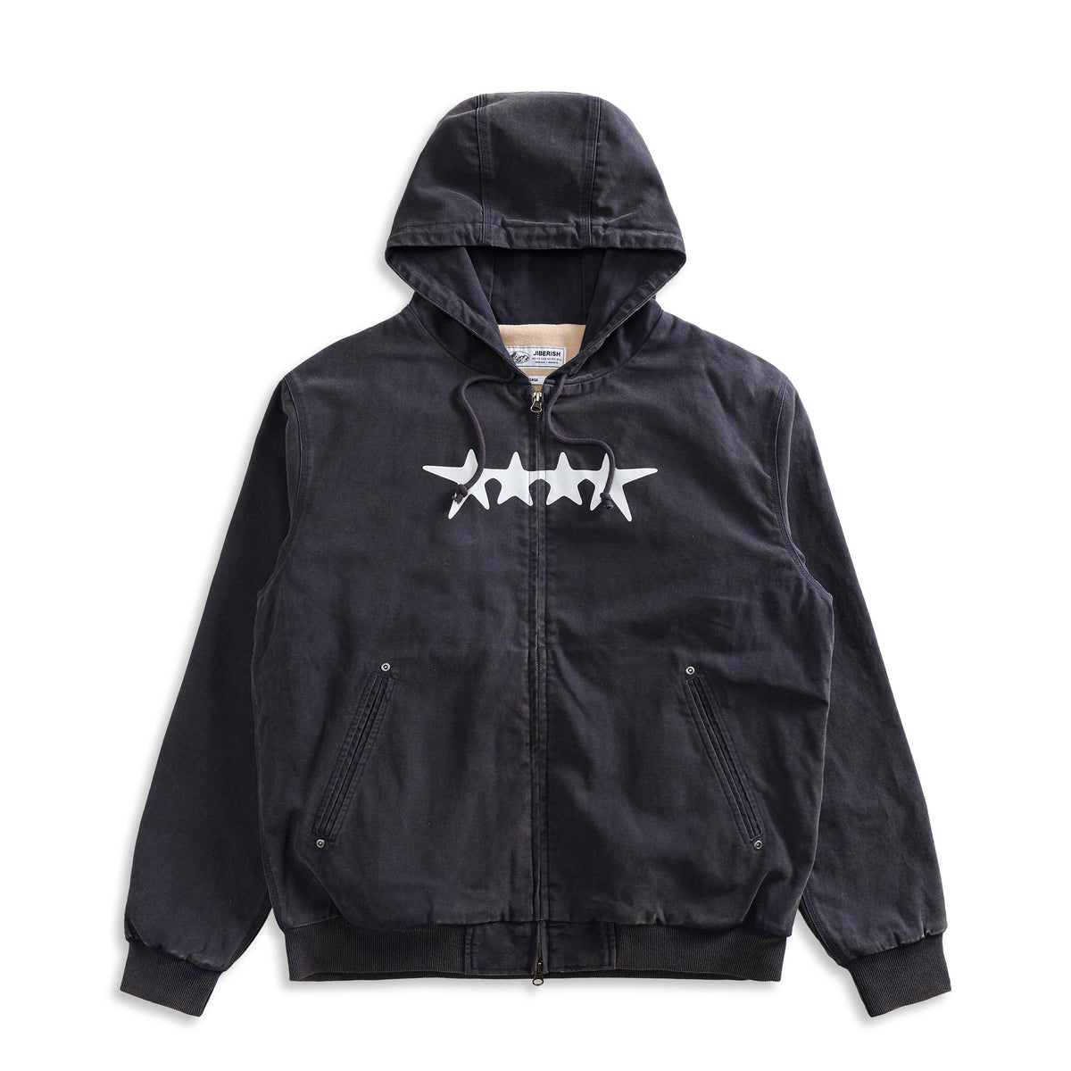 Fleece Lined Hooded Work Jacket Navy