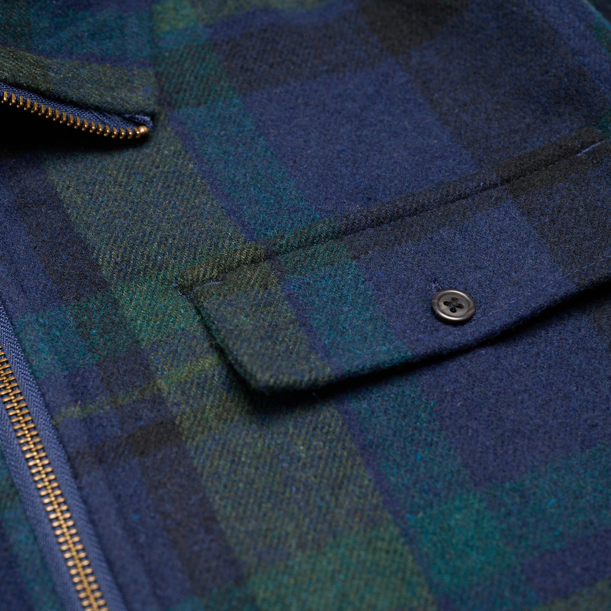 Full Zip Wool Overshirt Blue Spruce