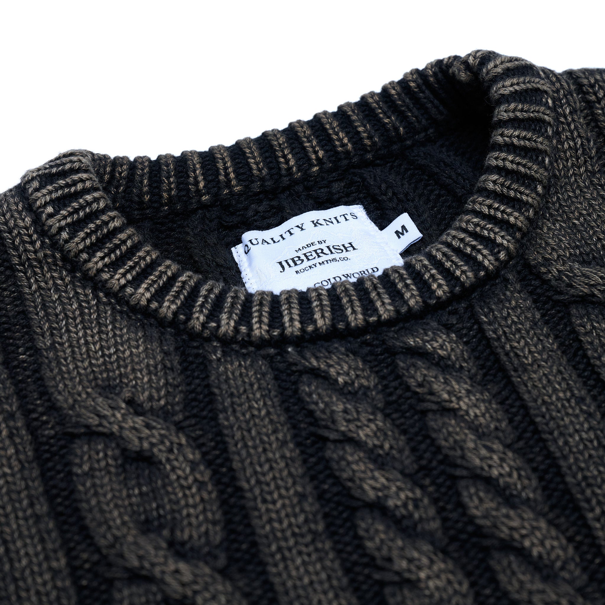 Acid Washed Cable Knit Sweater Charcoal