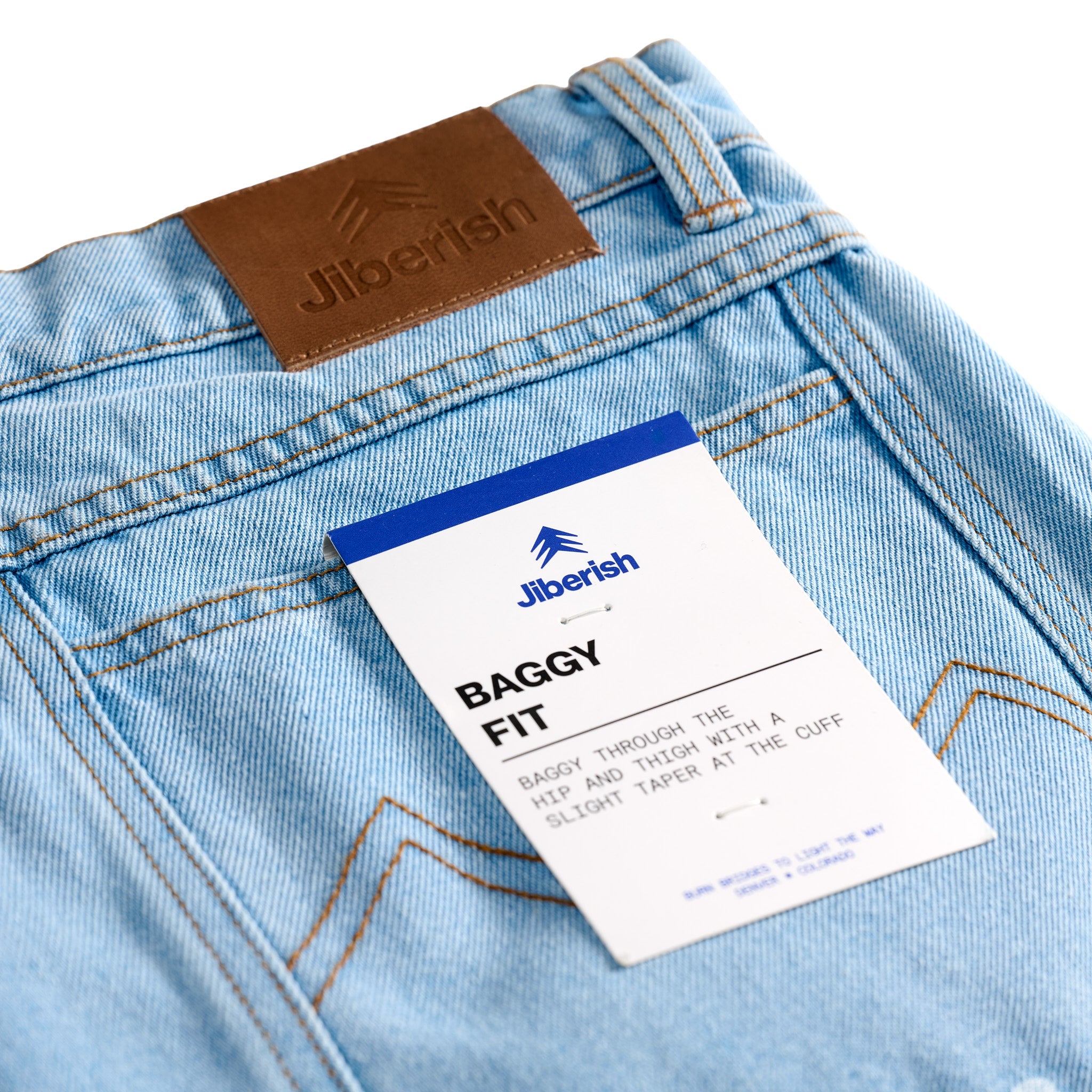 Stencil Print Big Jeans Light Washed Blue