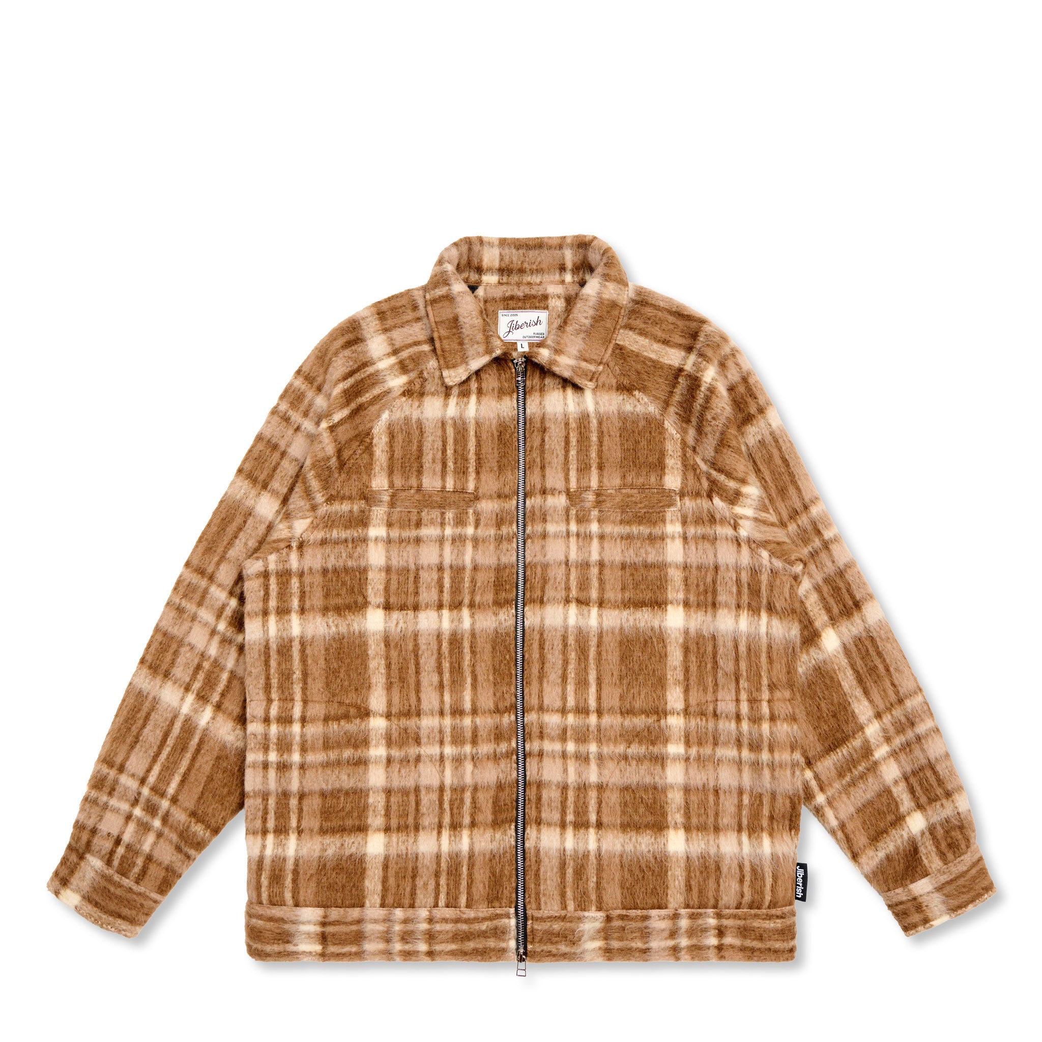 Brushed Wool Zip Jacket Brown | Jiberish