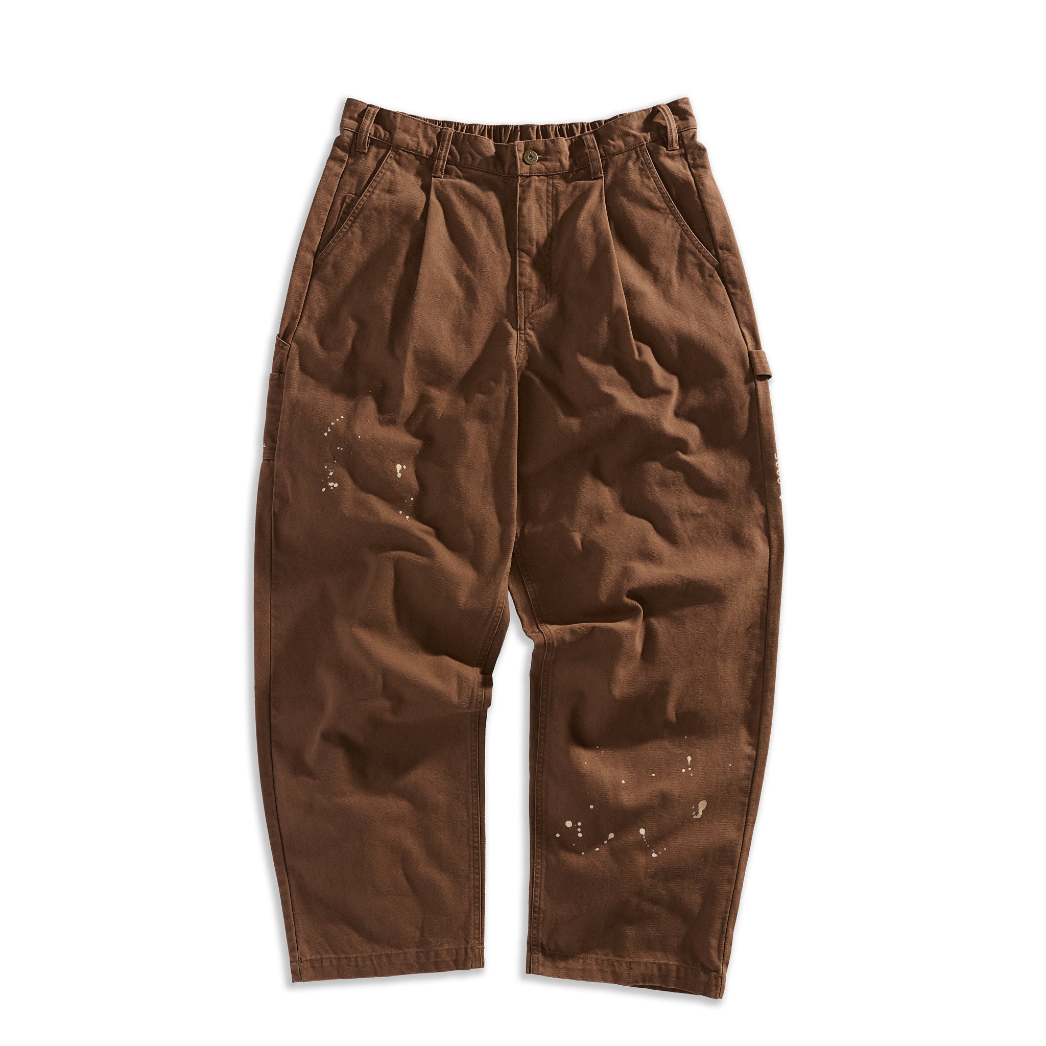 Baggy Fit Pleated Carpenter Pants Brown – Jiberish