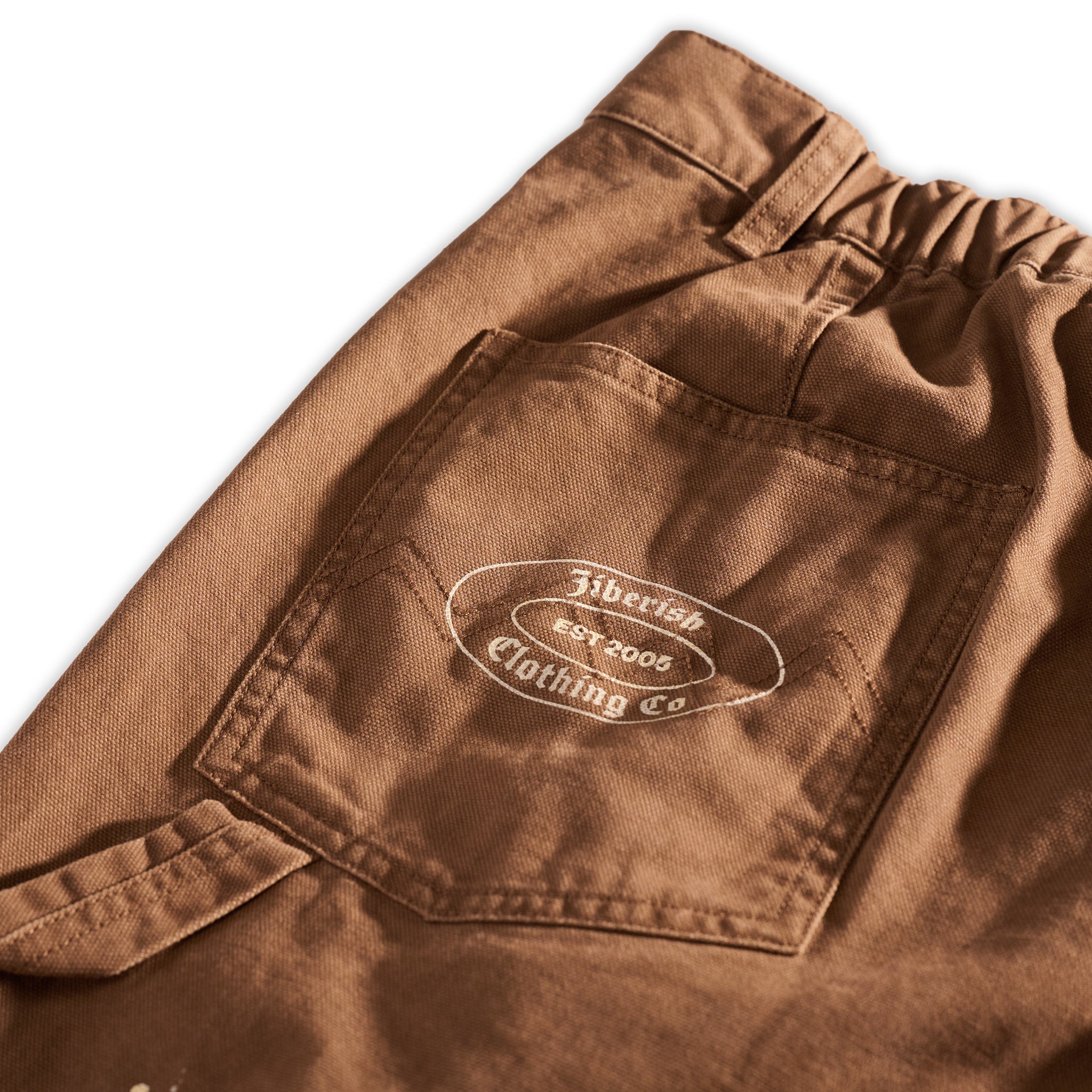 Baggy Fit Pleated Carpenter Pants Brown