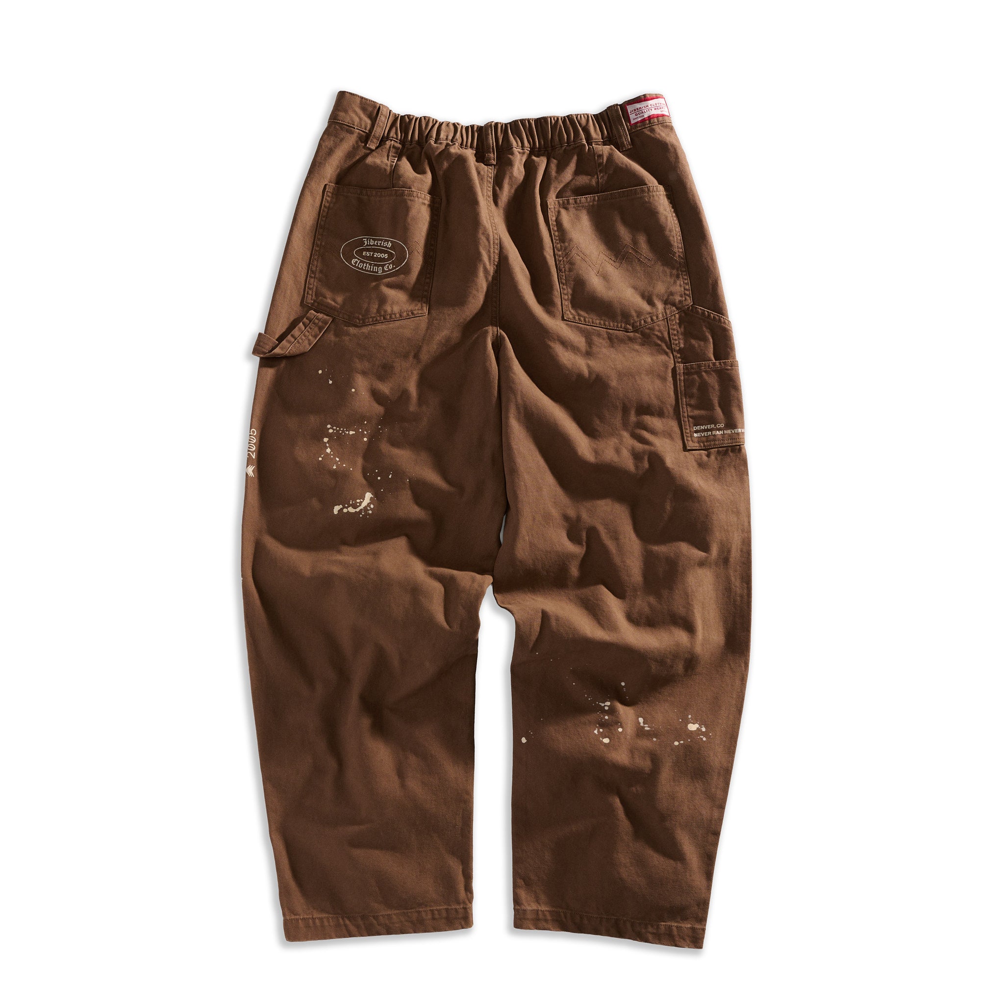 Baggy Fit Pleated Carpenter Pants Brown | Jiberish
