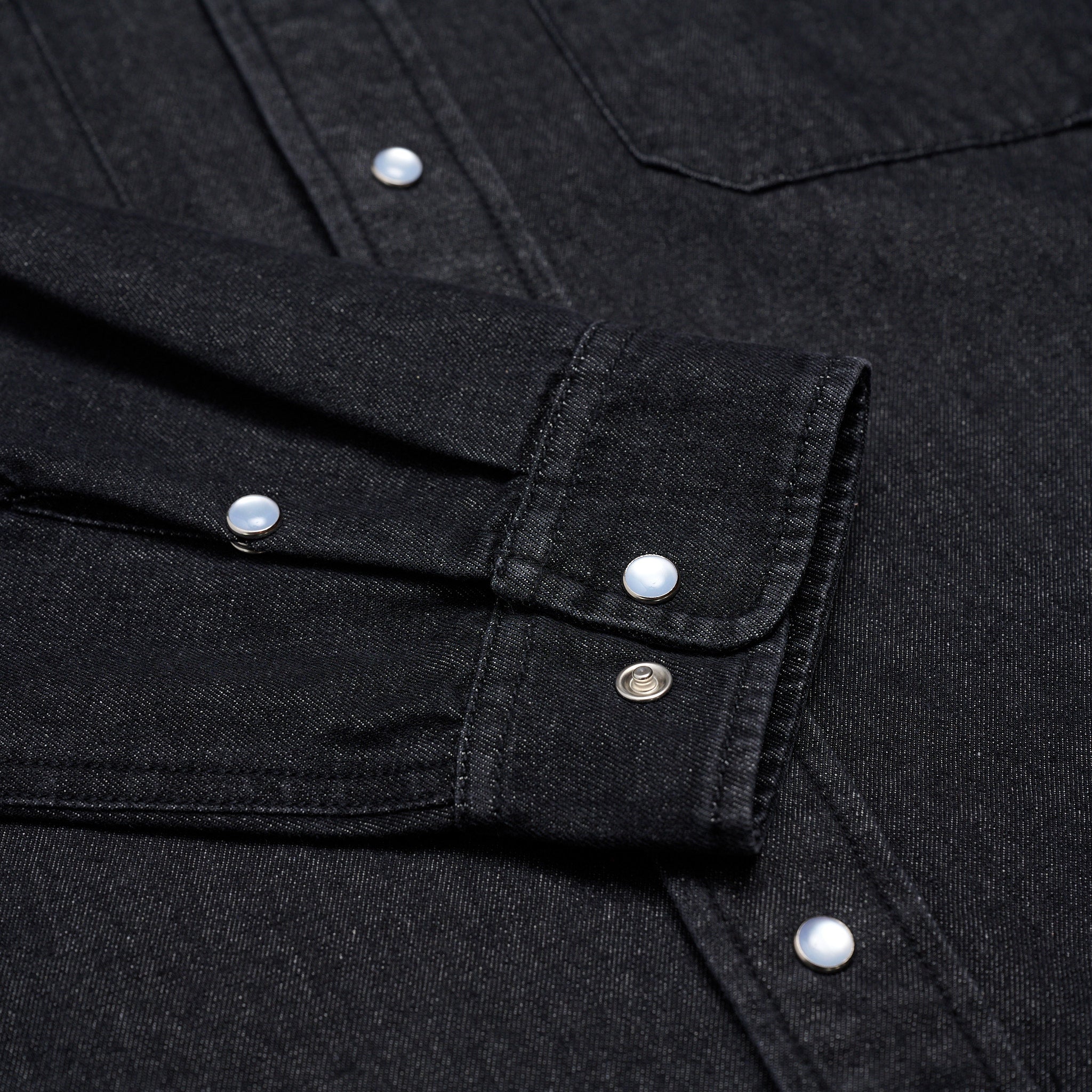 Pearl Snap Denim Shirt Black