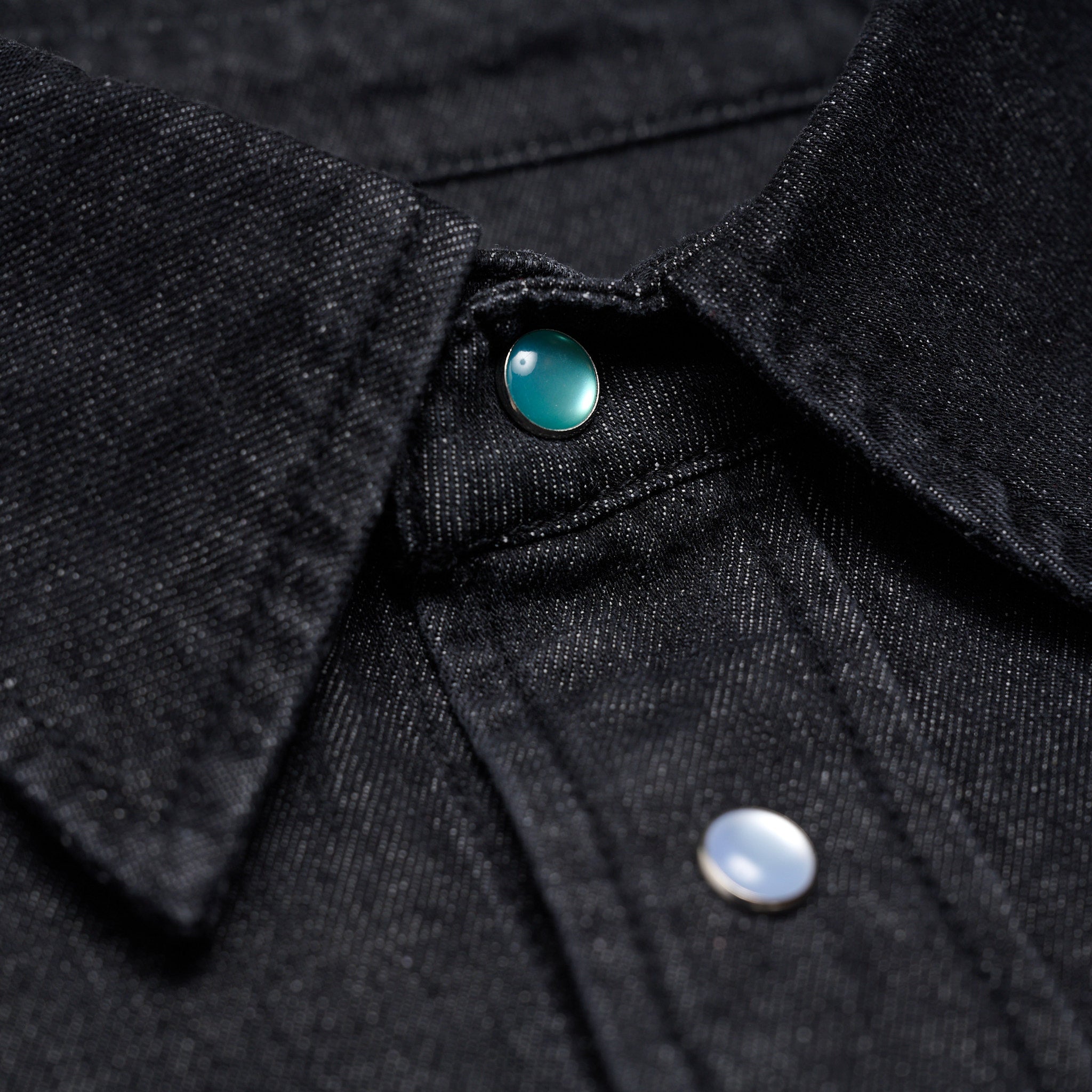 Pearl Snap Denim Shirt Black