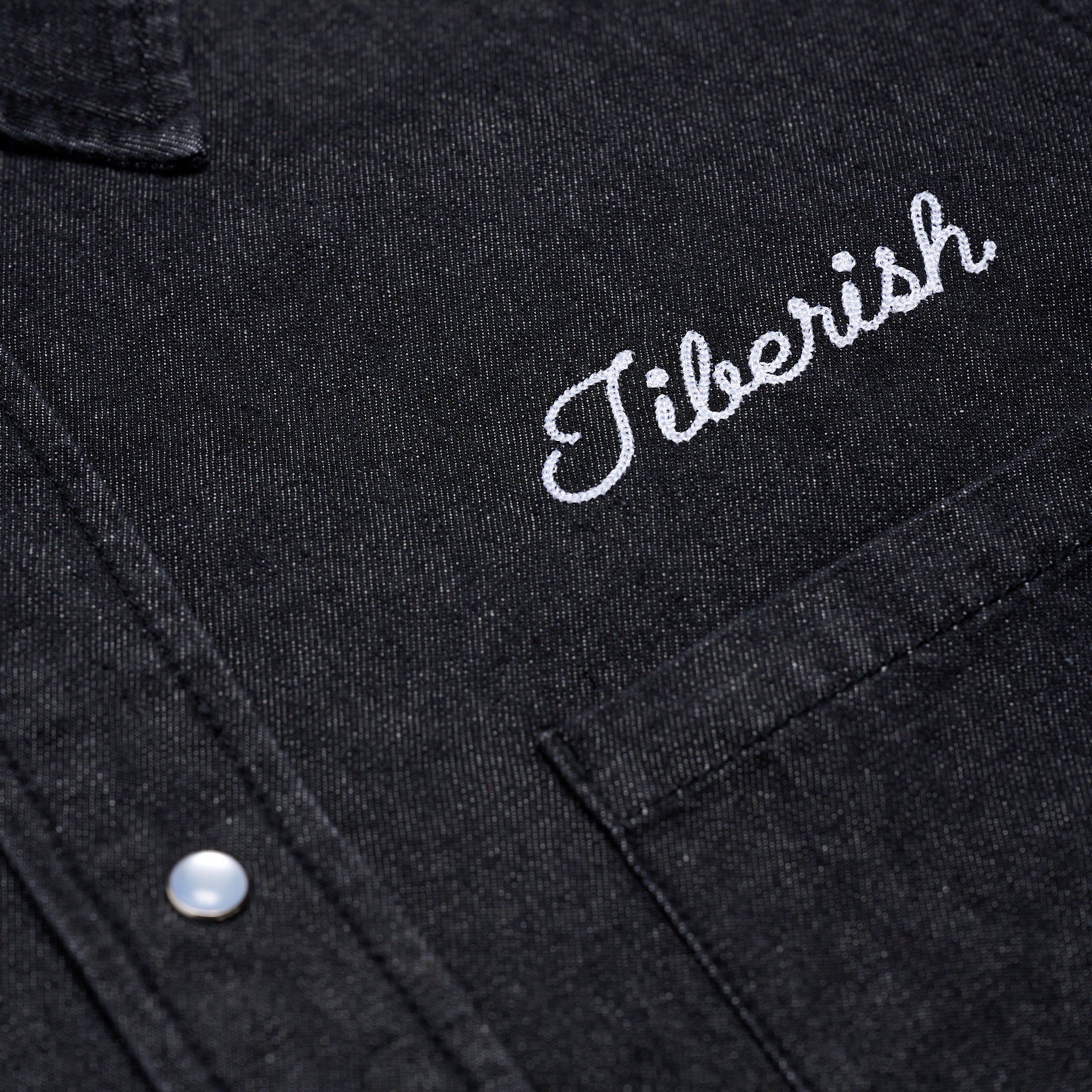 Pearl Snap Denim Shirt Black