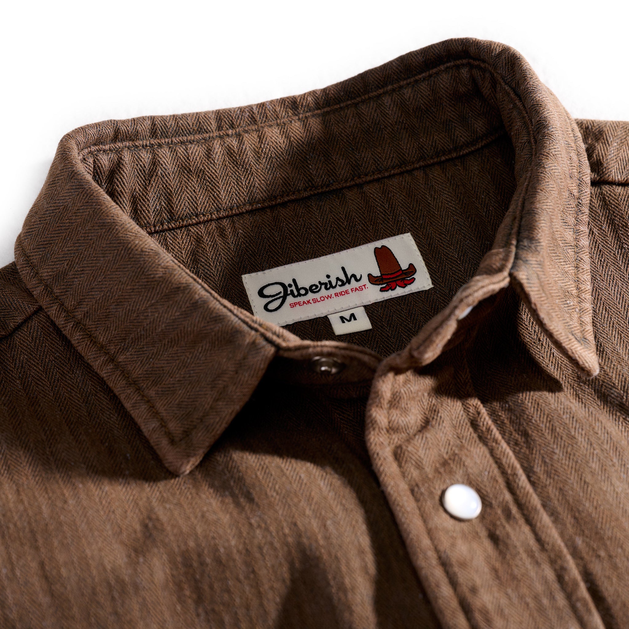 Denim Snap Short Sleeve Overdyed Brown – Jiberish