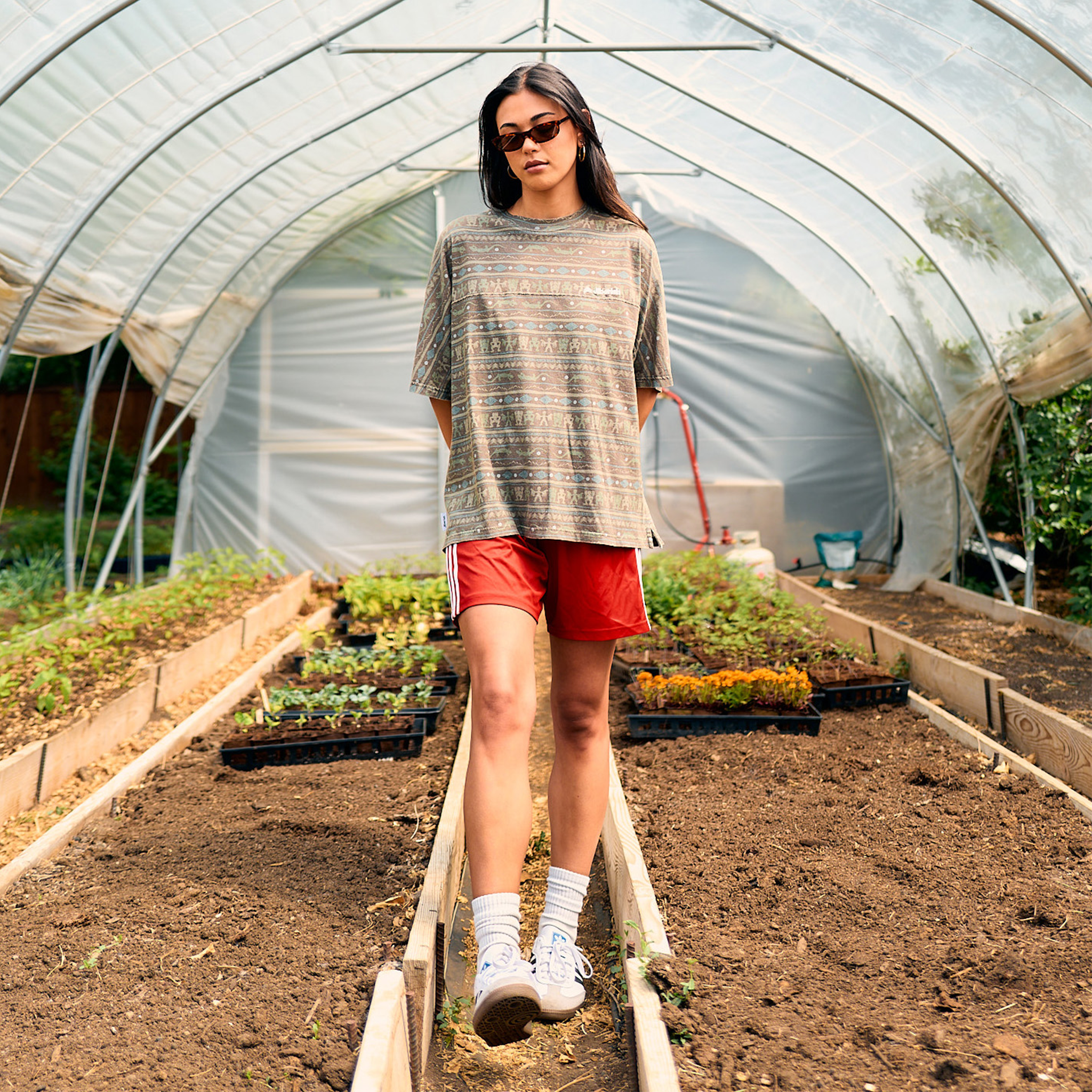 Moonflower Vintage Washed Tee Brown