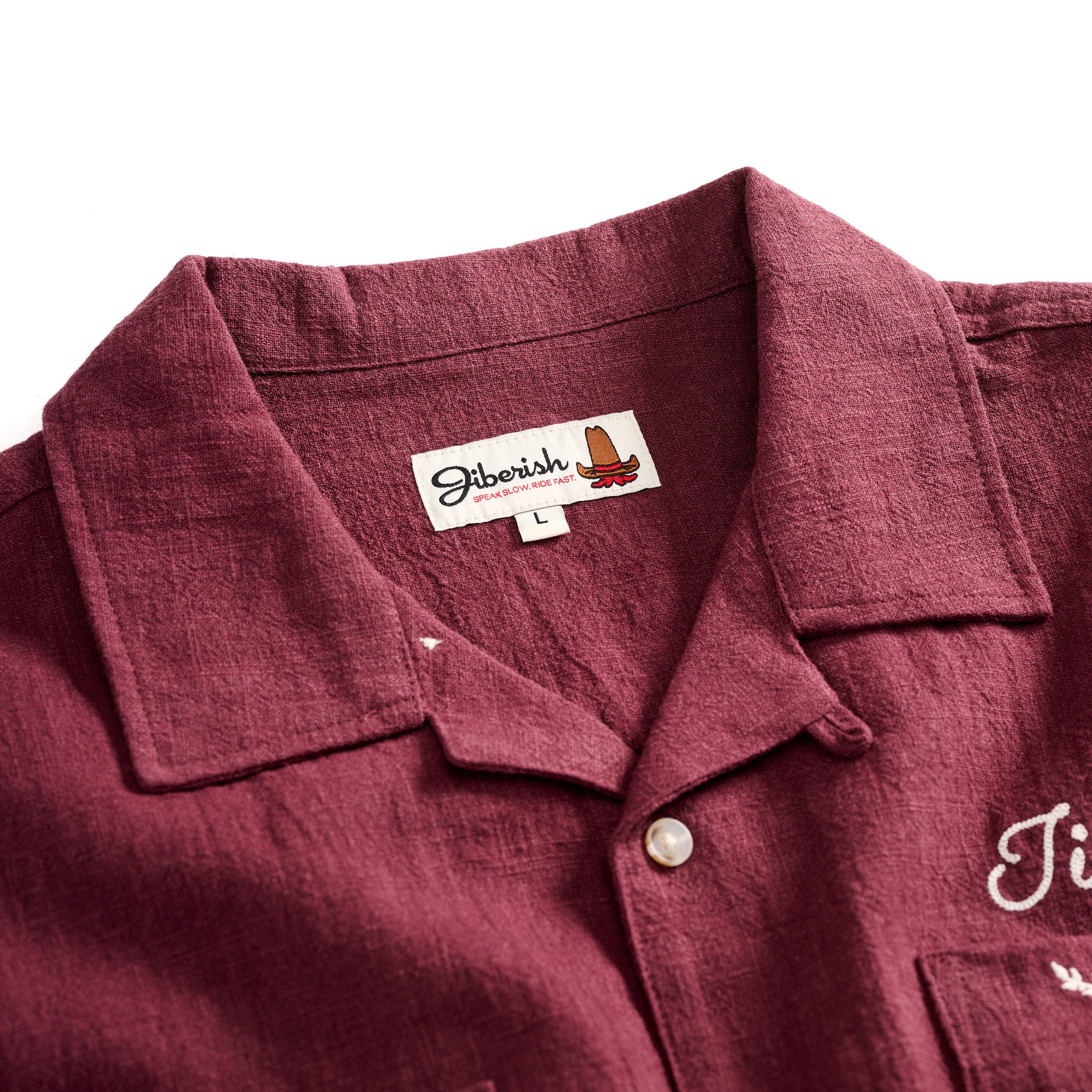 Ramie Camp Collar Shirt Wine