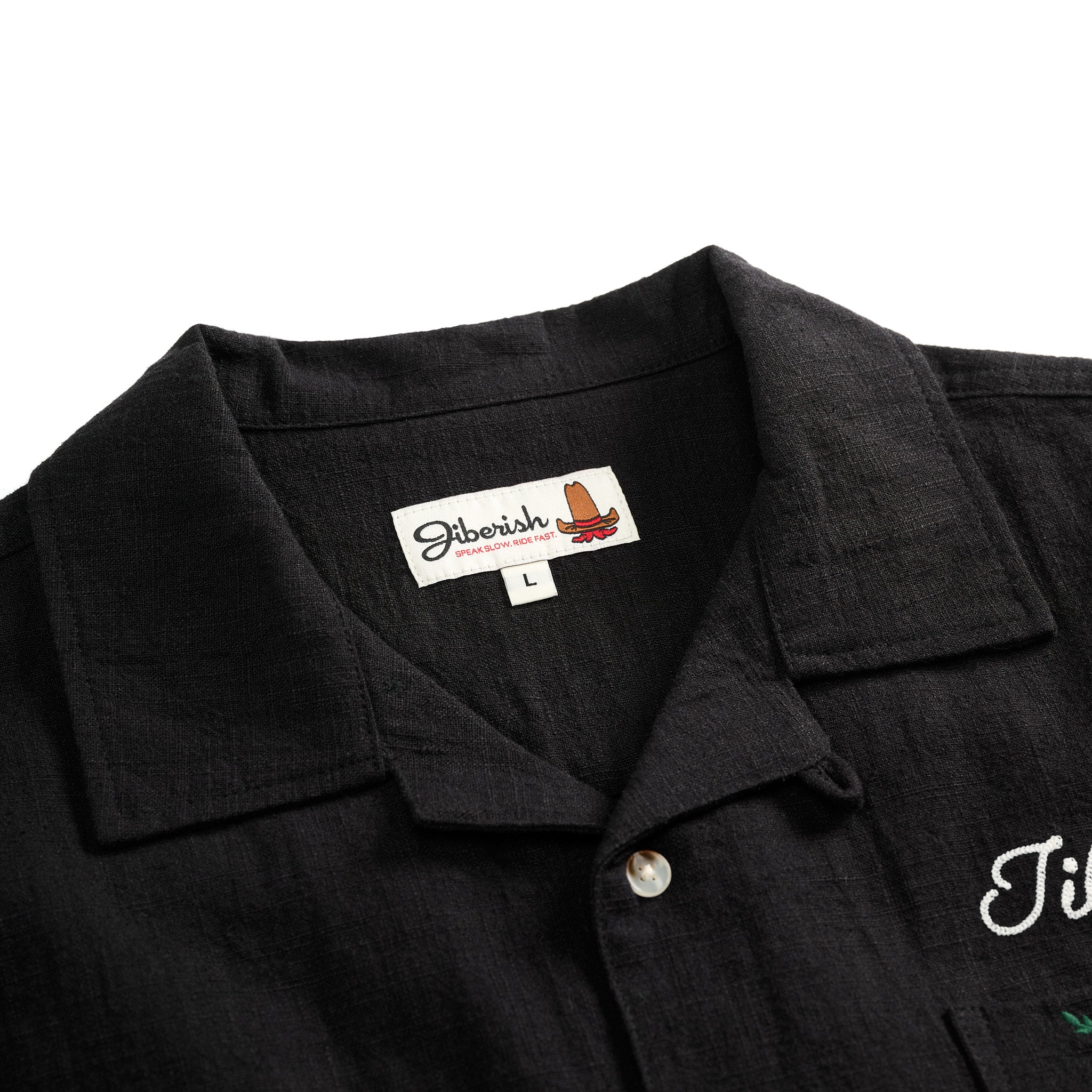 Ramie Camp Collar Shirt Black