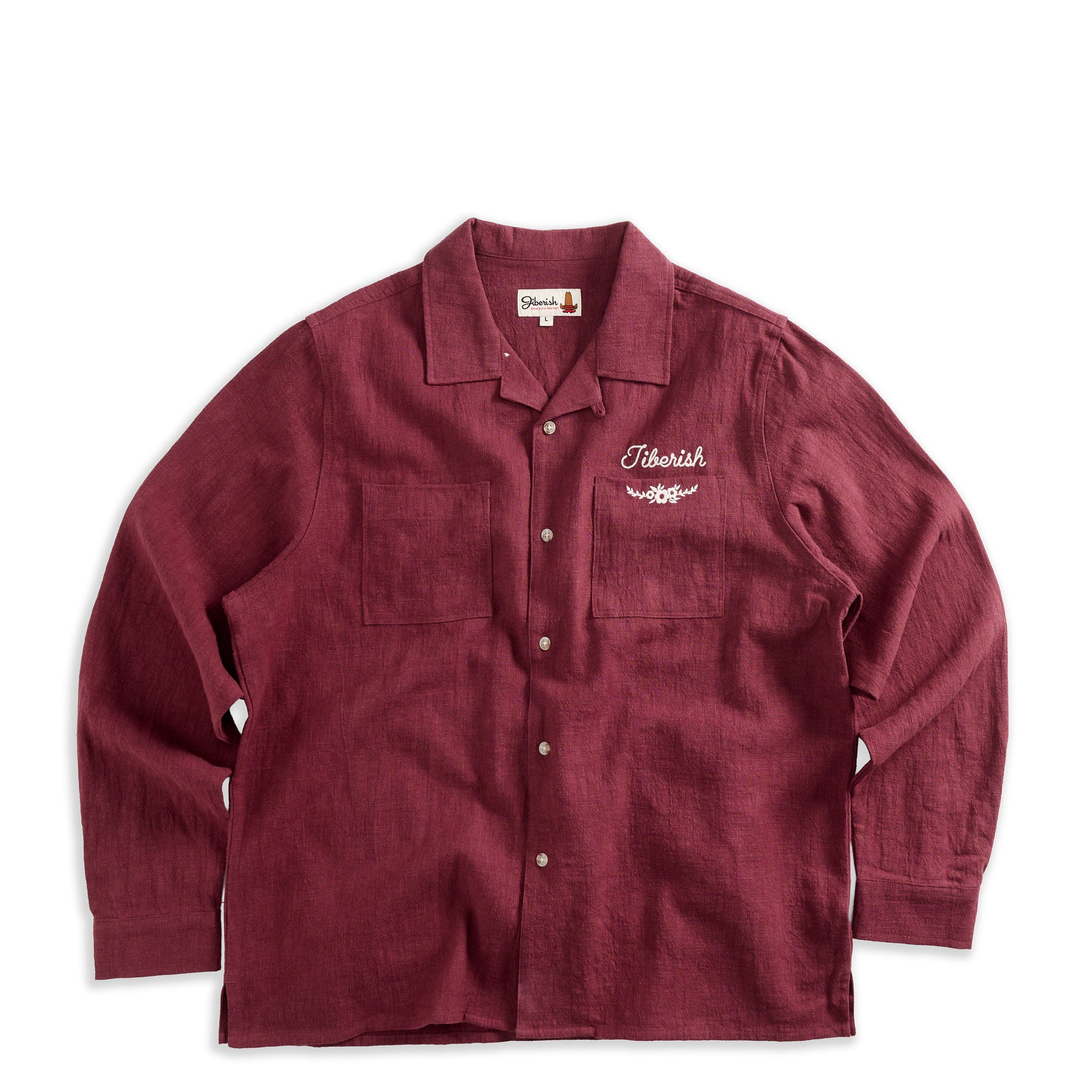 Ramie Camp Collar Shirt Wine