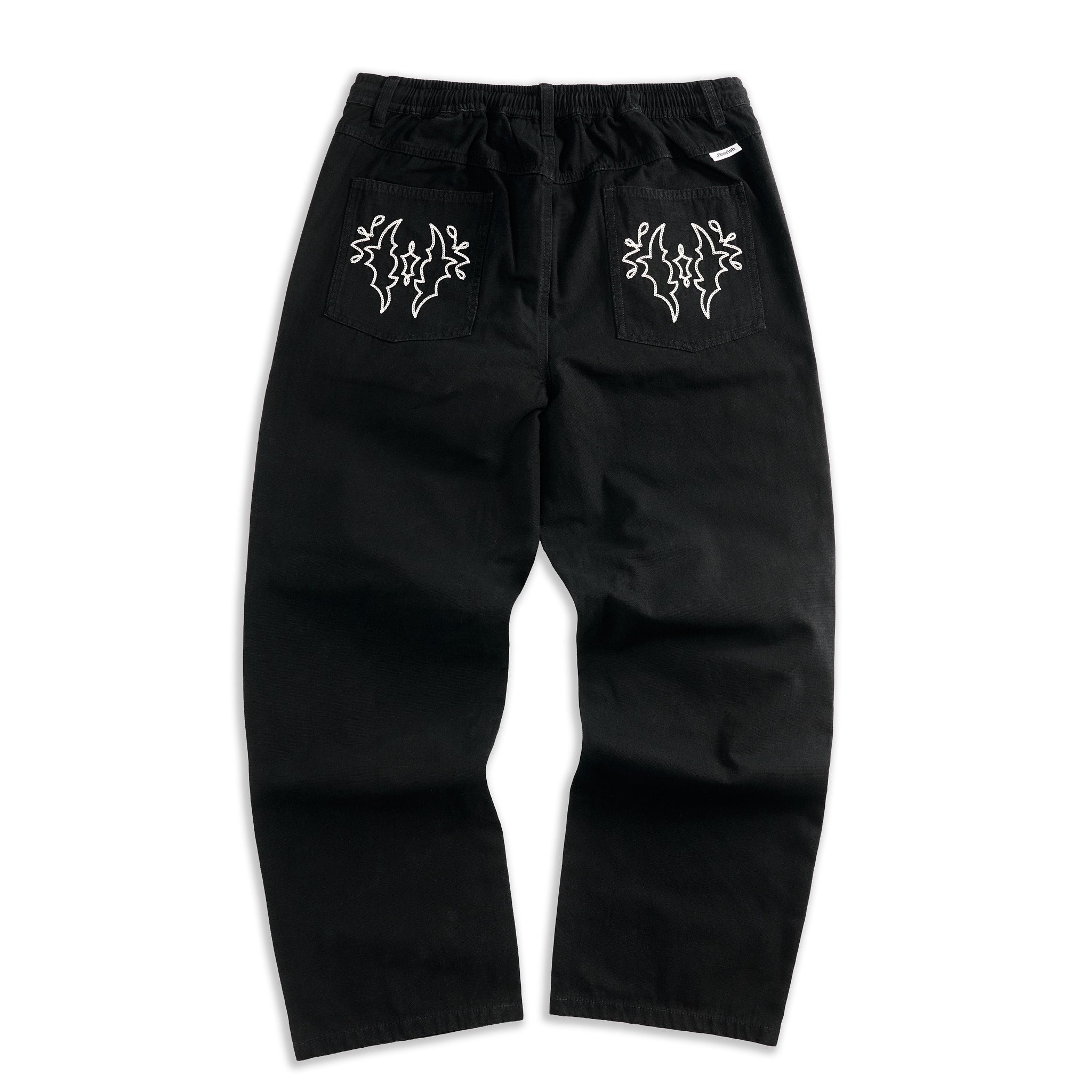 Chain Stitched Fatigue Pants Black