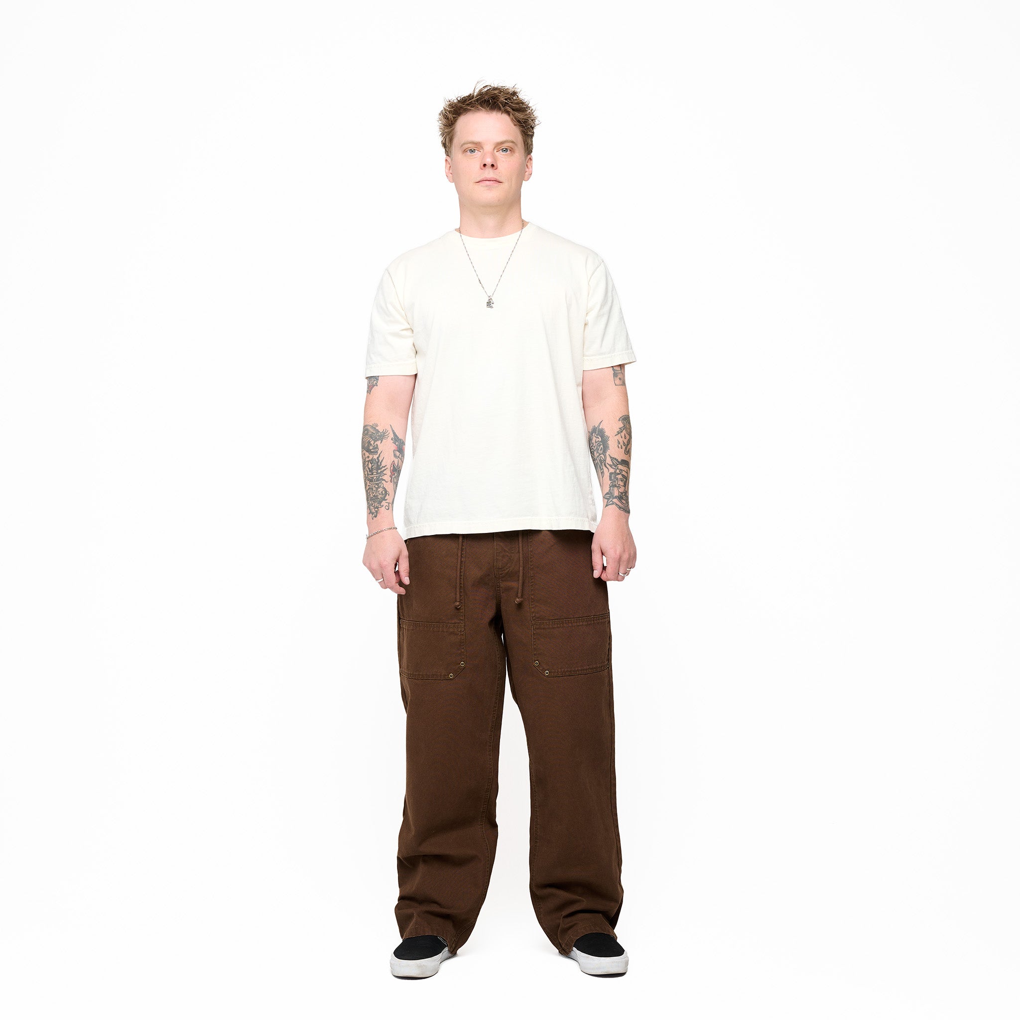 Chain Stitched Fatigue Pants Brown