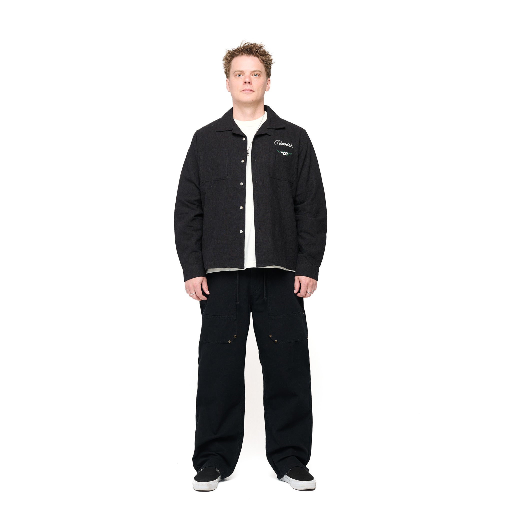 Ramie Camp Collar Shirt Black