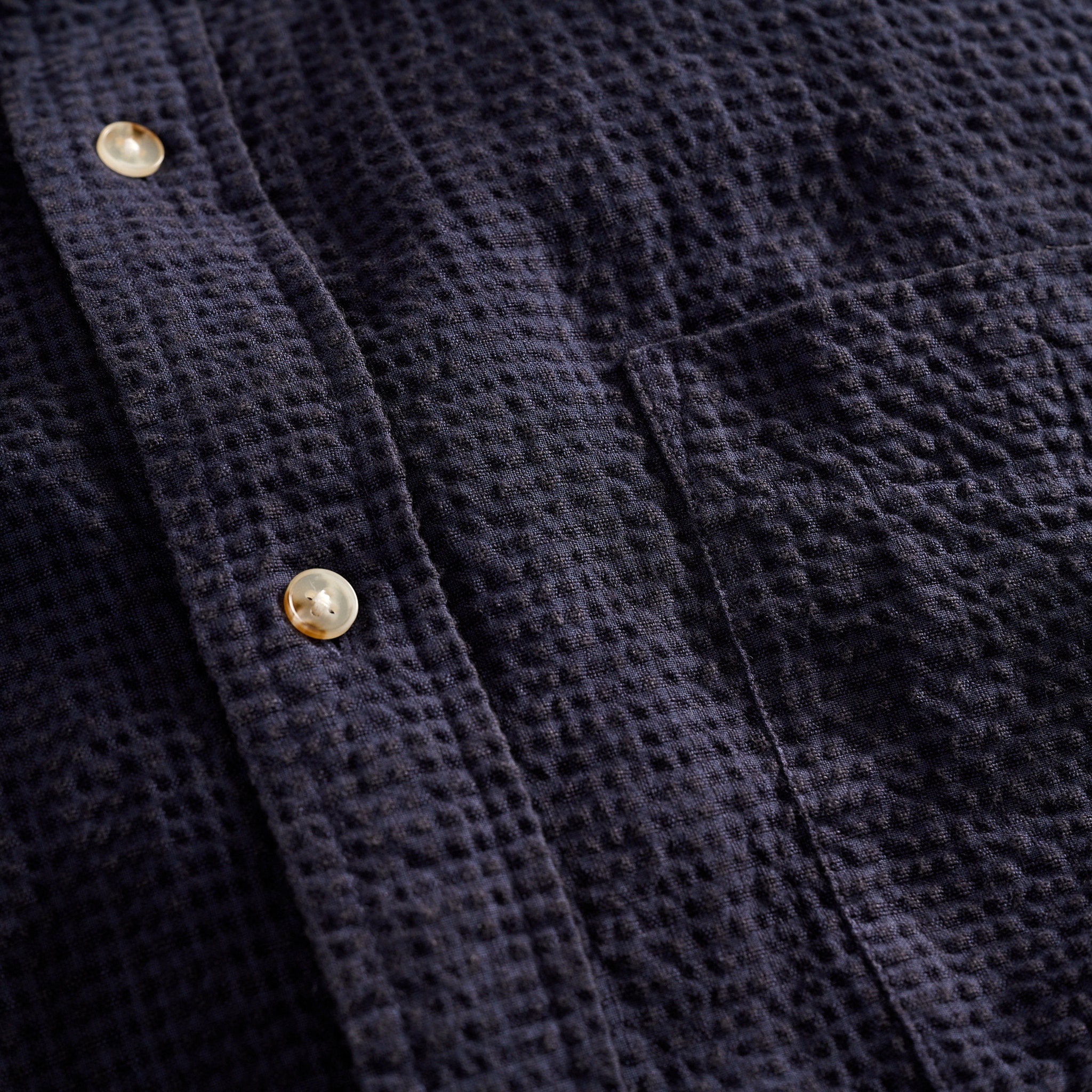 Linen Seersucker Button Up Indigo