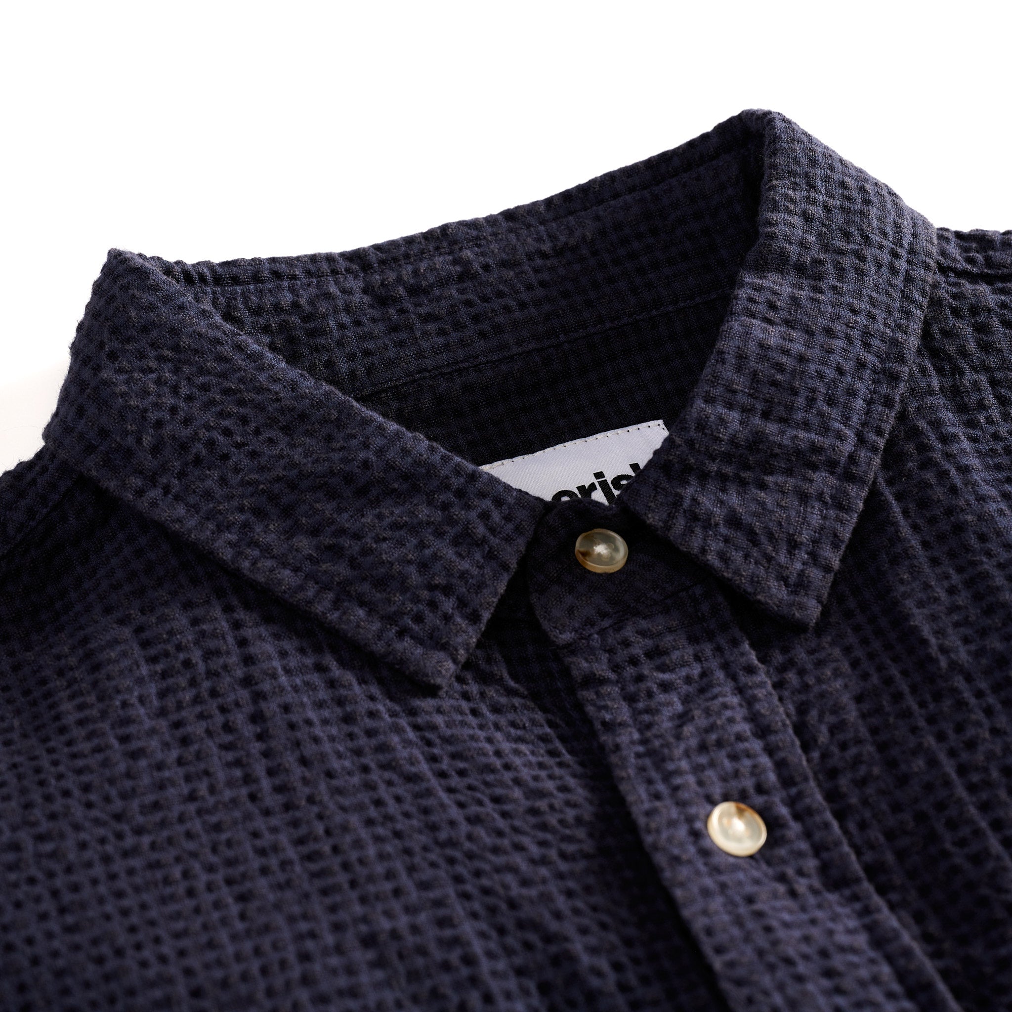 Linen Seersucker Button Up Indigo