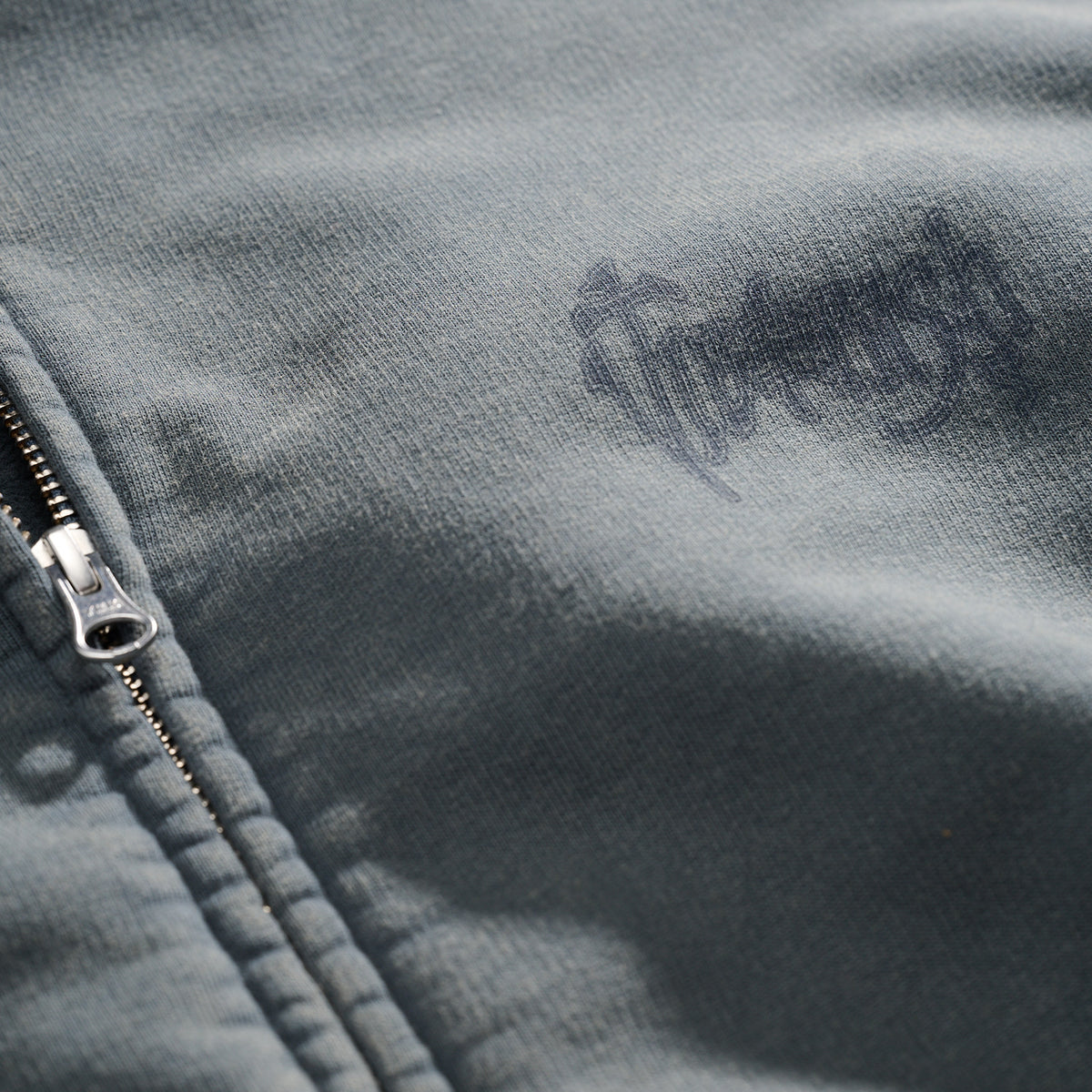 Heritage Zip Hoodie Washed Aegean
