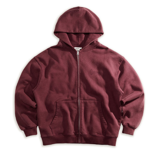 Heritage Zip Hoodie Washed Berry
