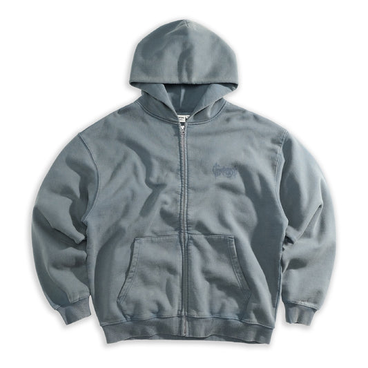 Heritage Zip Hoodie Washed Aegean
