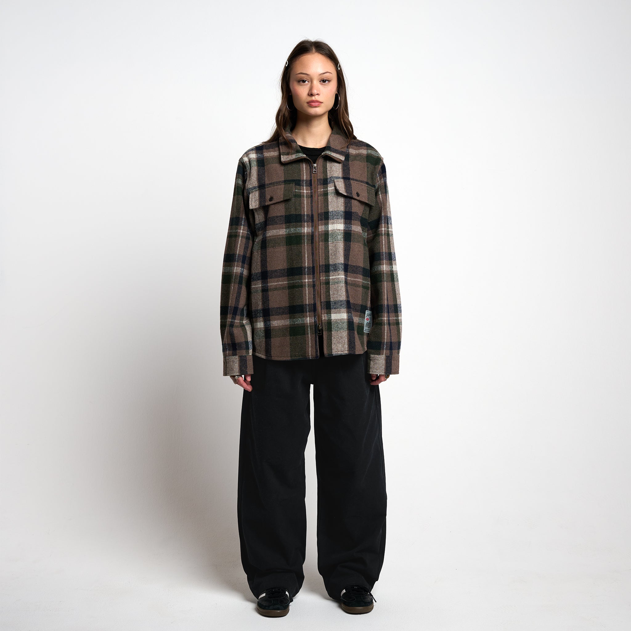 Full Zip Wool Overshirt Driftwood