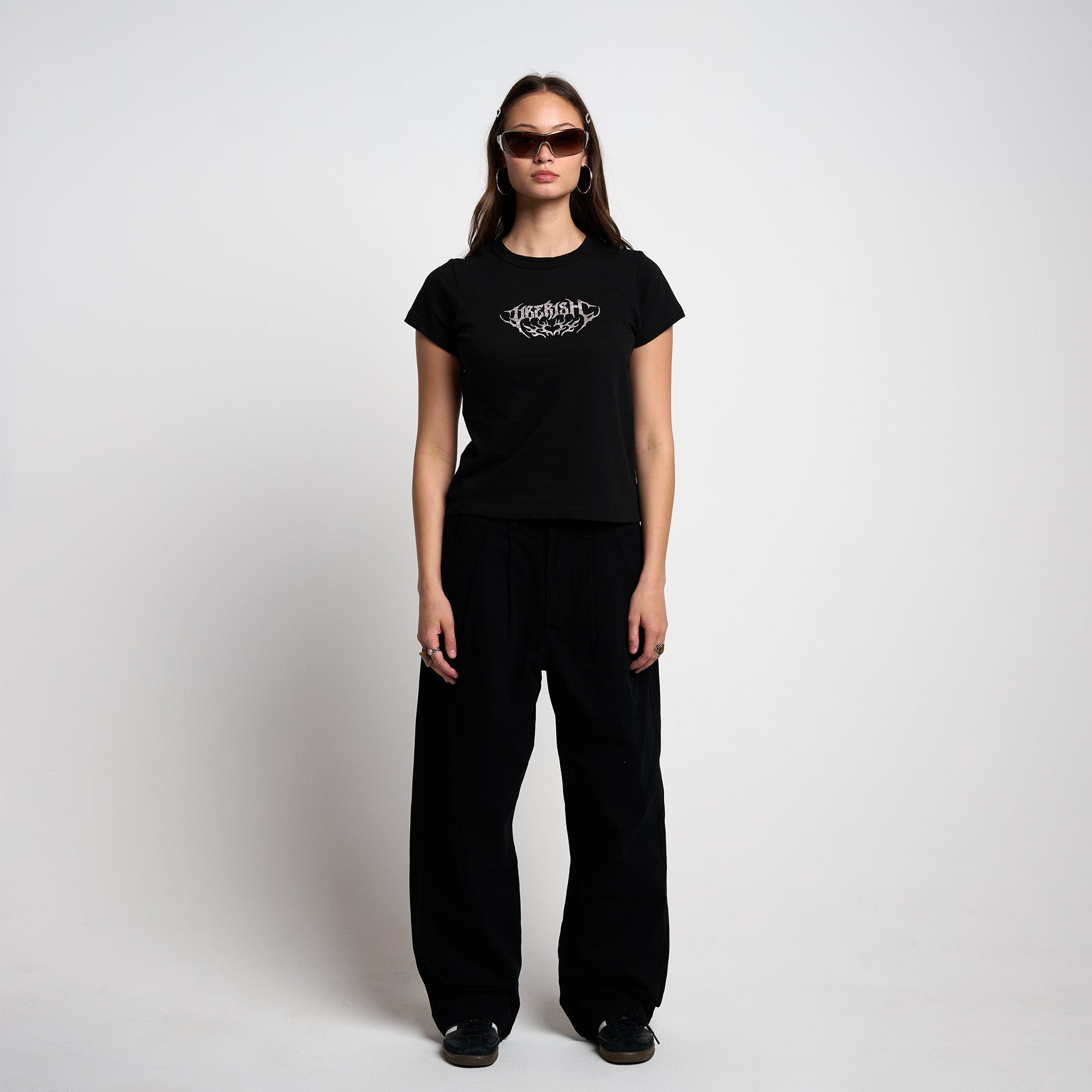 Baggy Fit Double-Pleated Chino Black