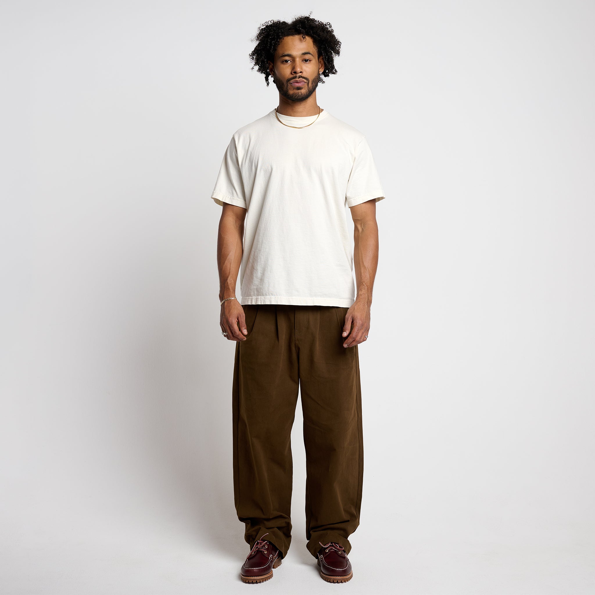 Baggy Fit Double-Pleated Chino Cedar