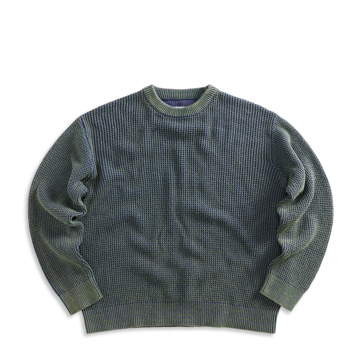Two Toned Knit Crewneck Green/Blue