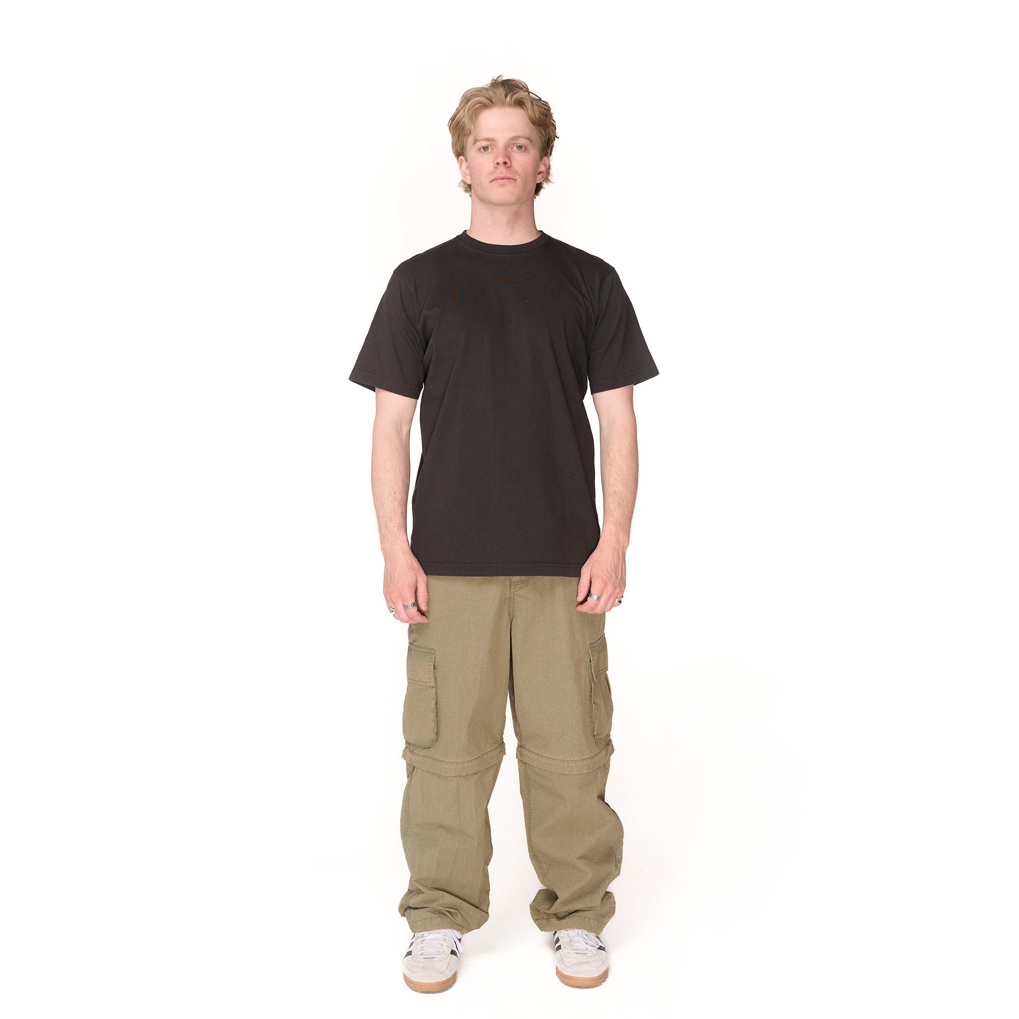 Baggy Fit Washed Ripstop Convertible Cargo Olive