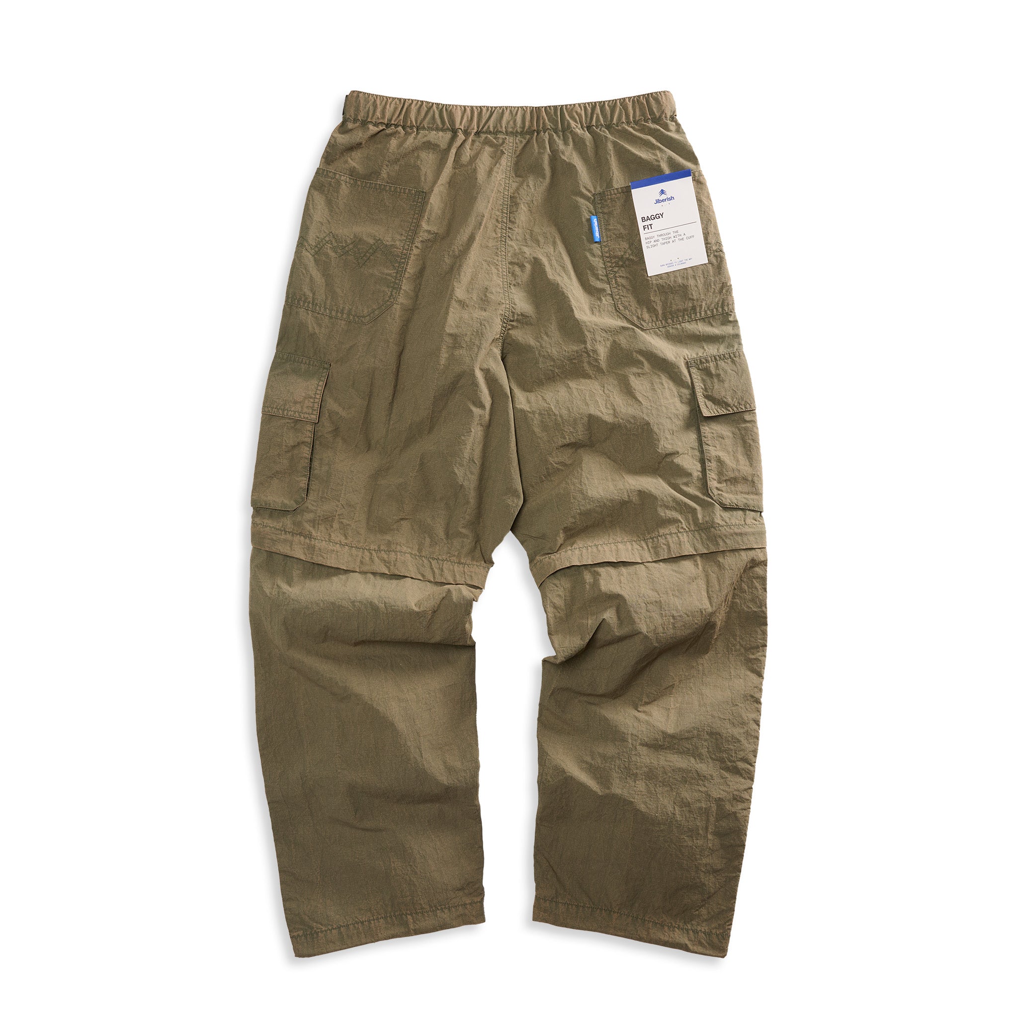 Baggy Fit Washed Ripstop Convertible Cargo Olive