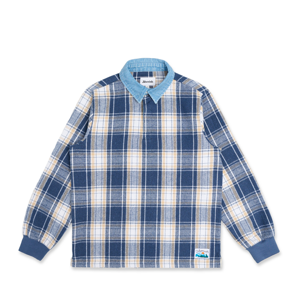 Flannel Rugby Shirt Blue/Tan