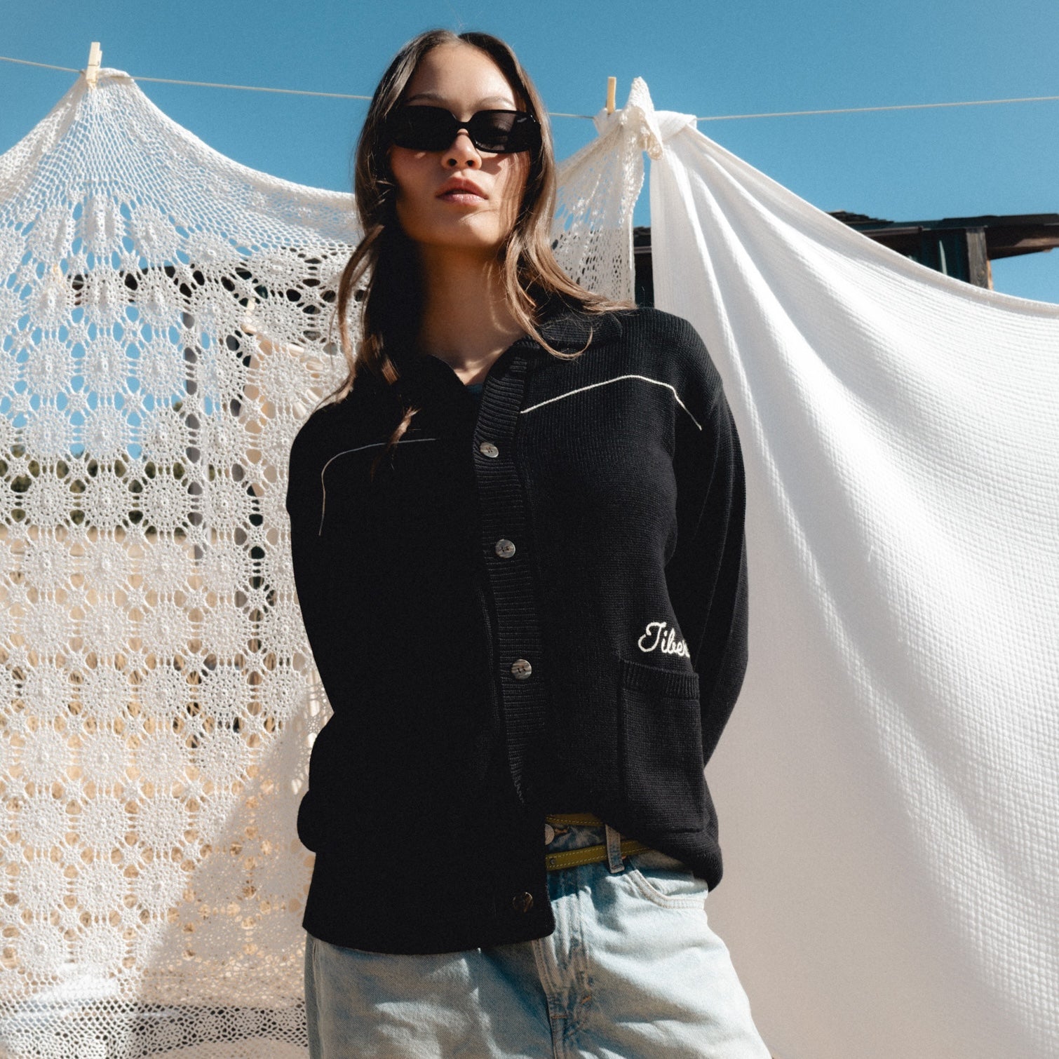 Chainstitch Cardigan Black